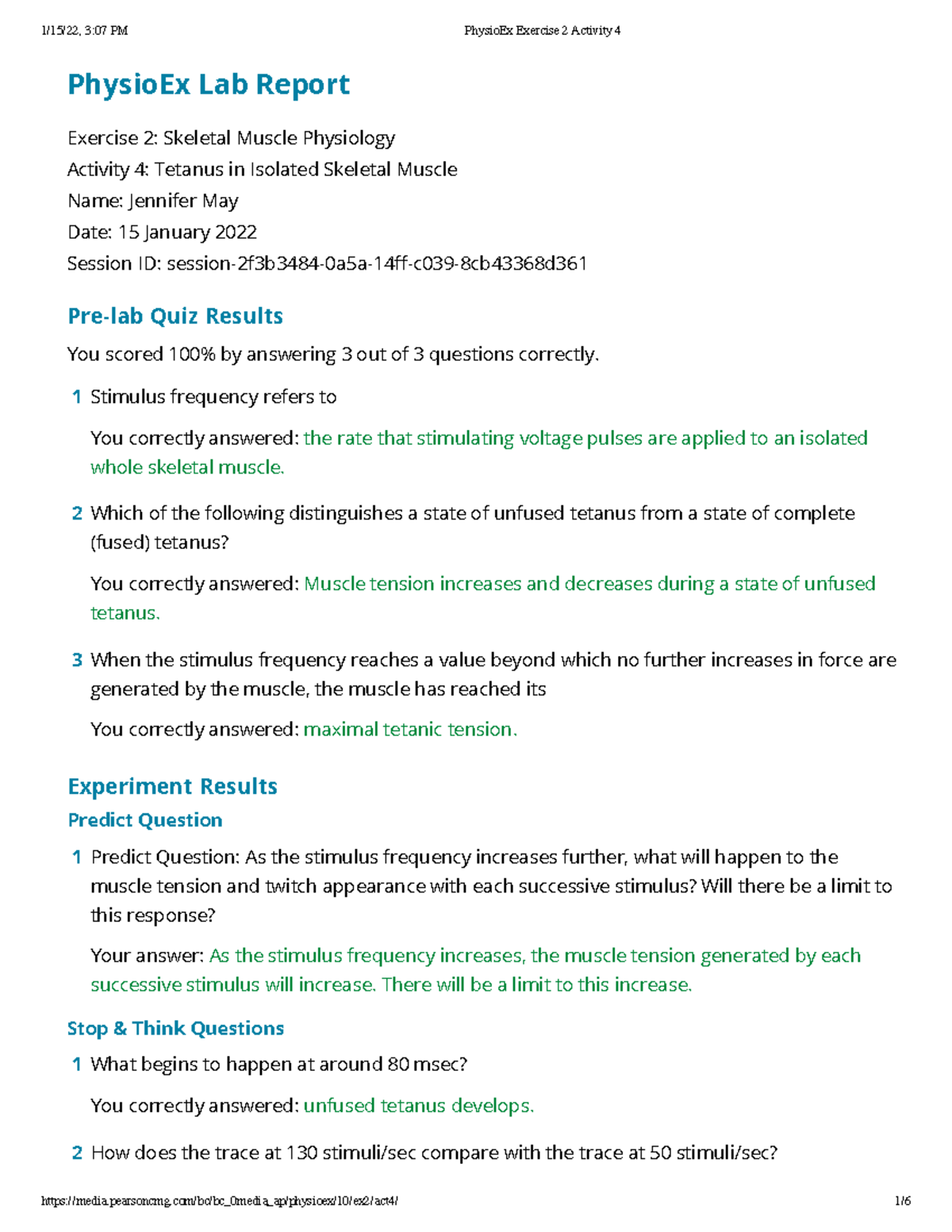Physio Ex Exercise 2 Activity 4 PhysioEx Lab Report Exercise 2