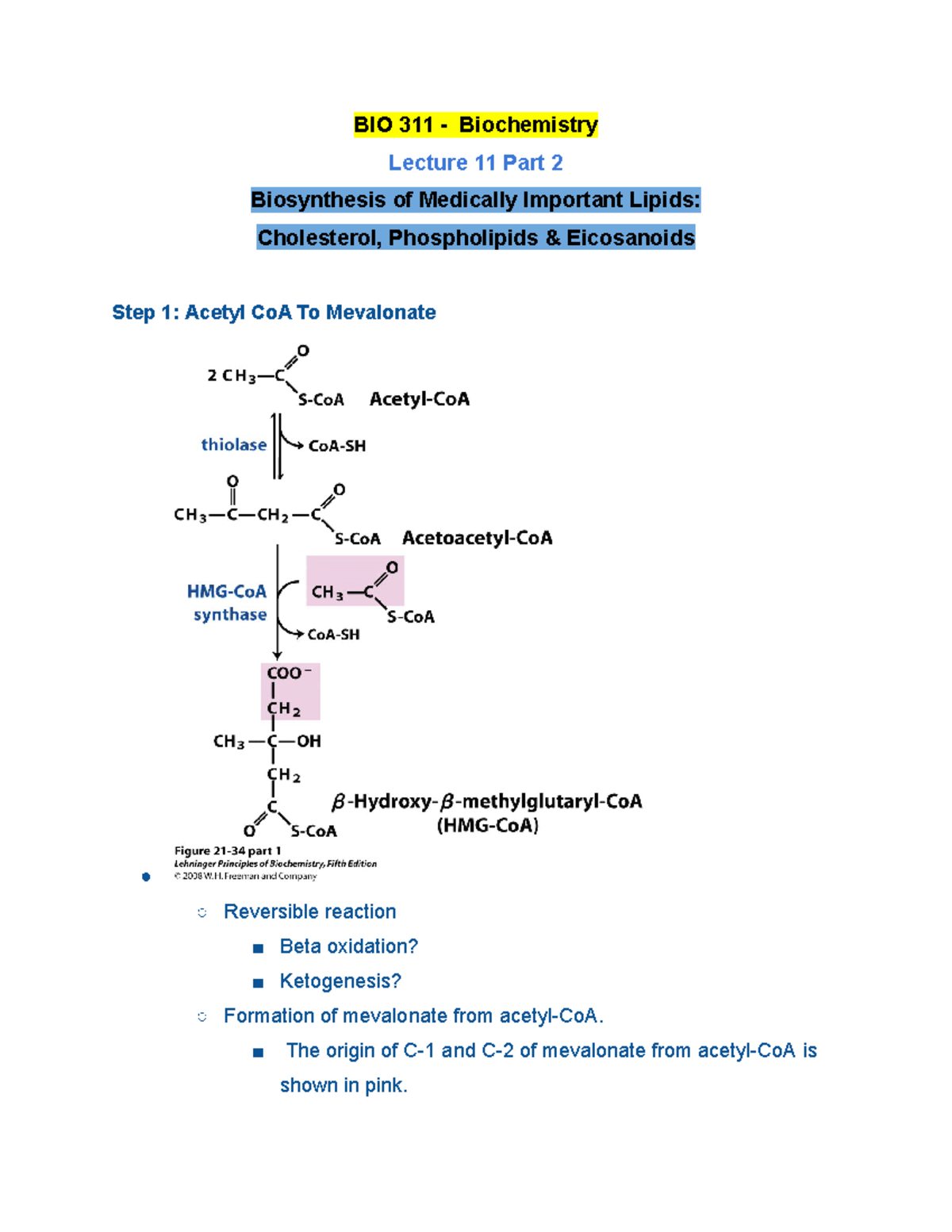 BIO 311 Lecture 11 Part 2 Fall 2020 - BIO 311 - Biochemistry Lecture 11 ...