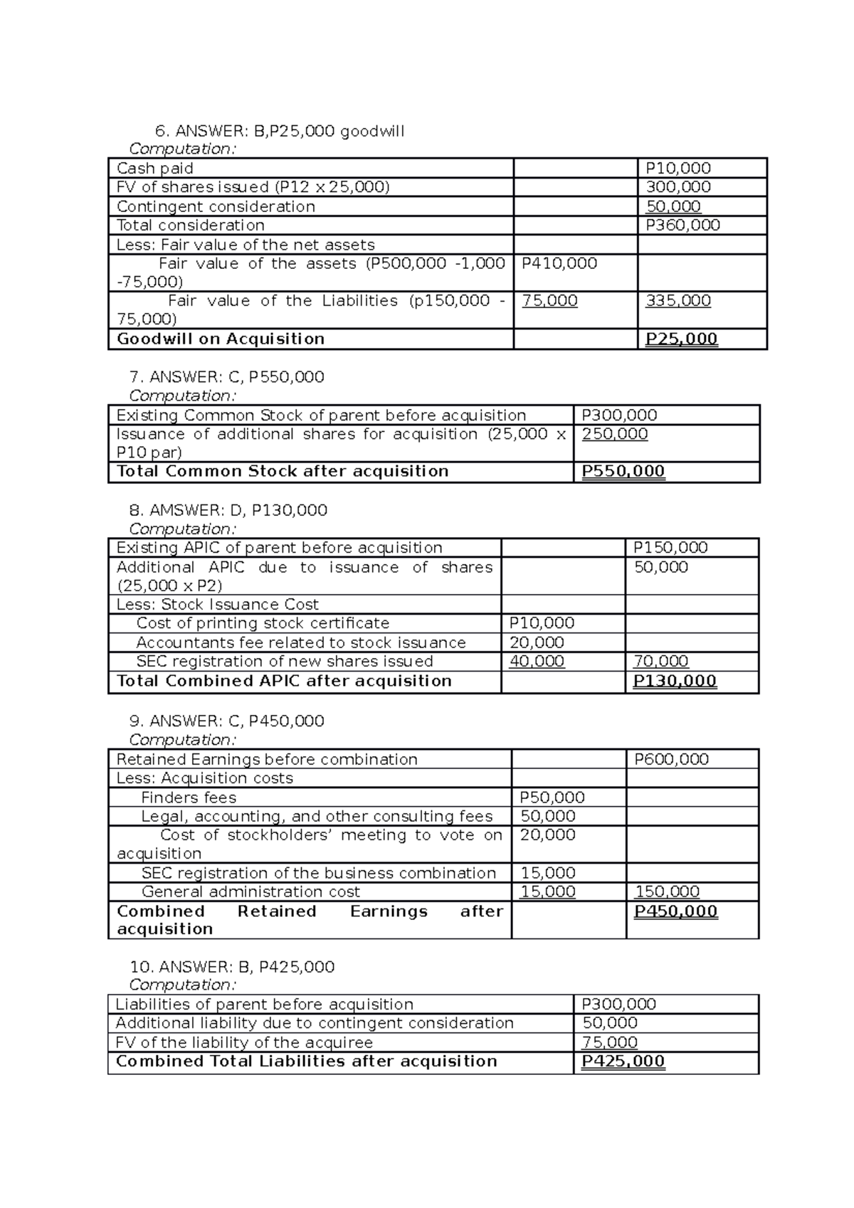 A 6-11 - Lecture notes 1-5 - ANSWER: B,P25,000 goodwill Computation ...