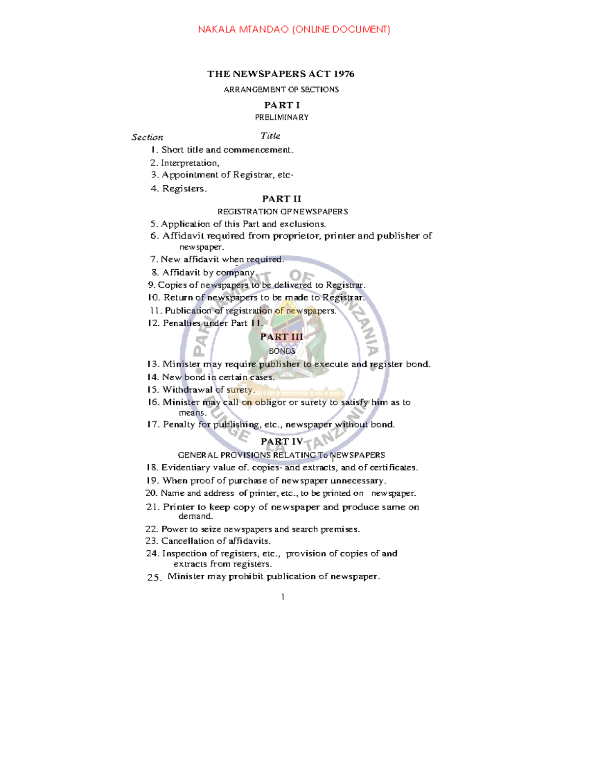 1566221321The Newspapers Act, 1976 THE NEWSPAPERS ACT 1976