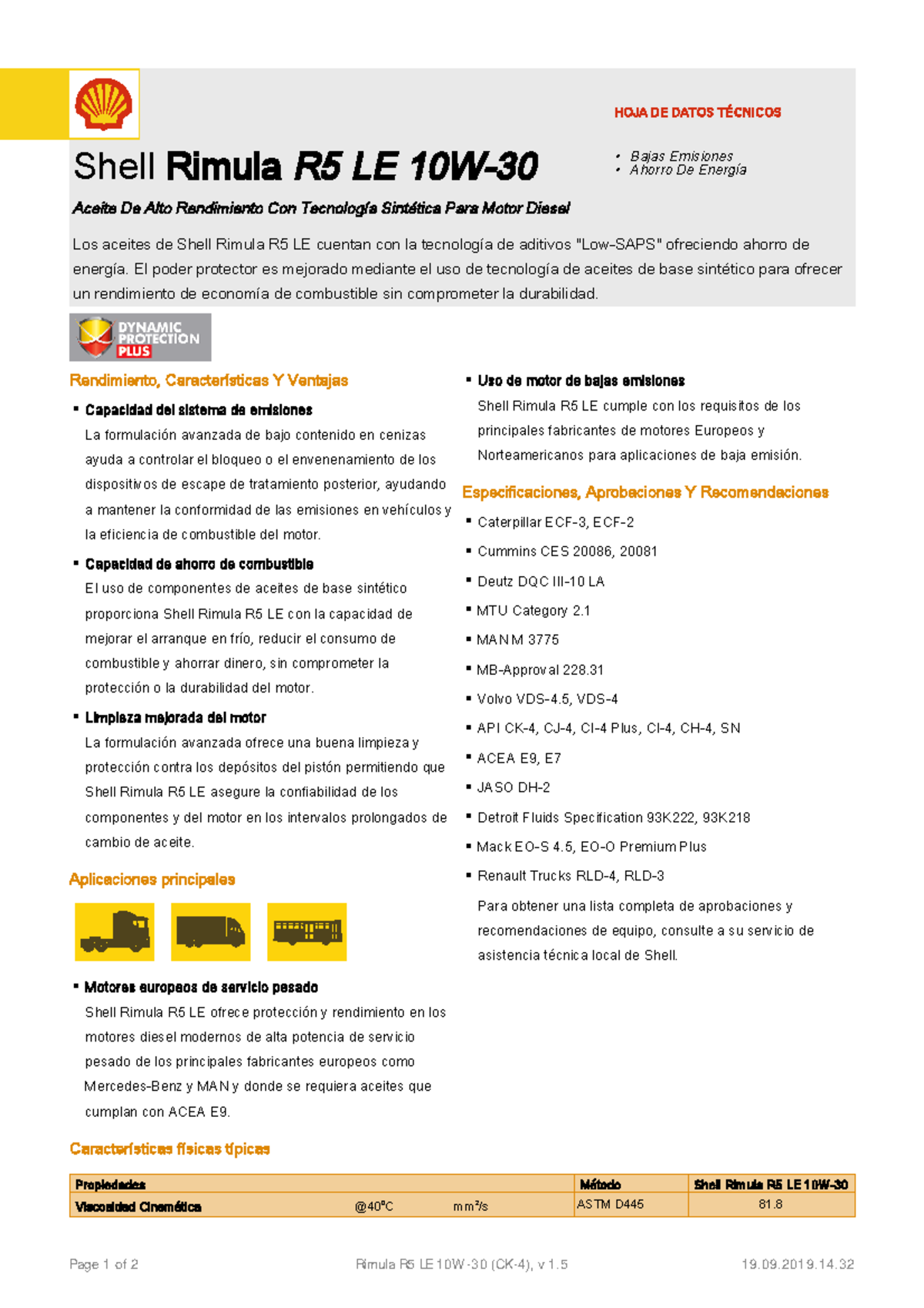 Aceite SAE 10W-30 (Shell) - Características físicas típicas HOJA DE ...
