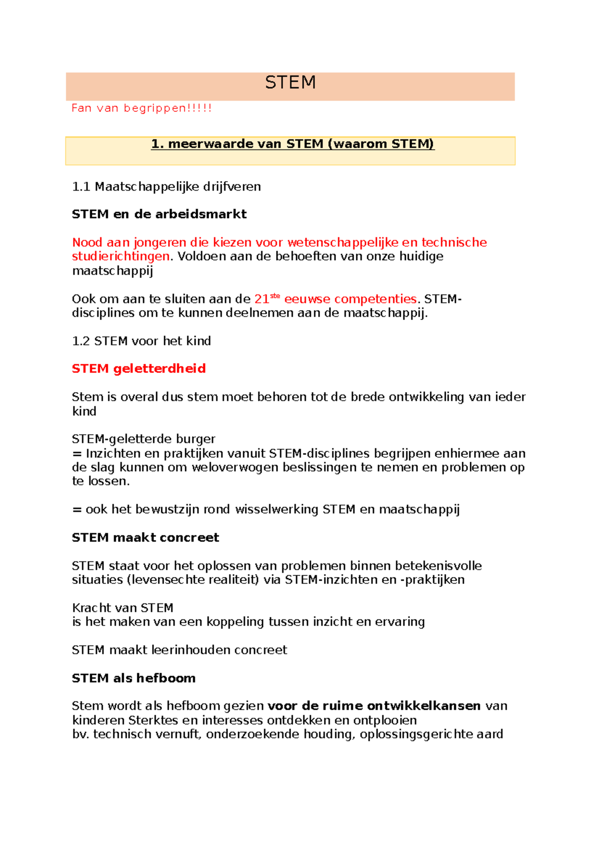 STEM - Samenvatting boek 2e jaar - STEM Fan van begrippen ...