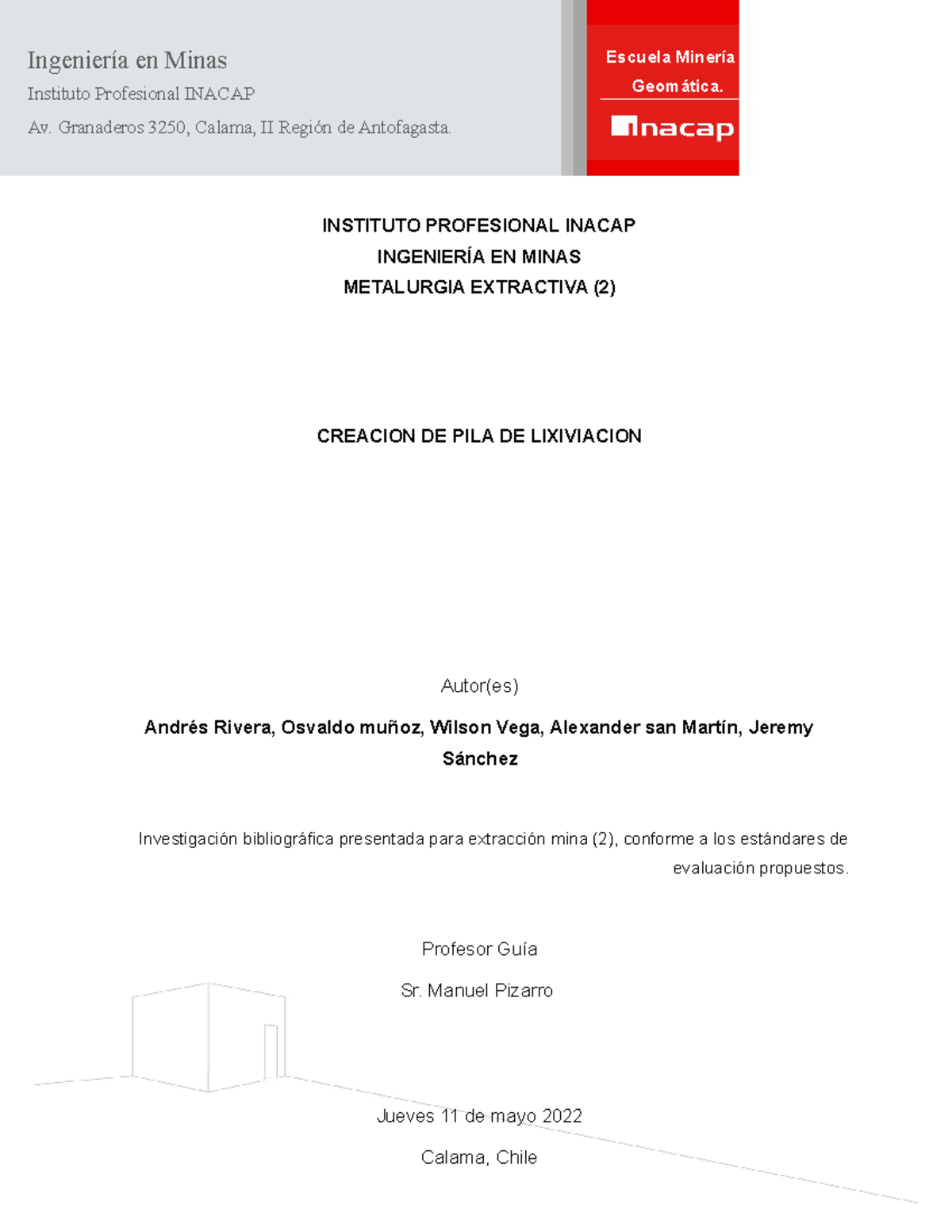 Formato Informe JOSE Pinto - Ingeniería en Minas Instituto Profesional ...