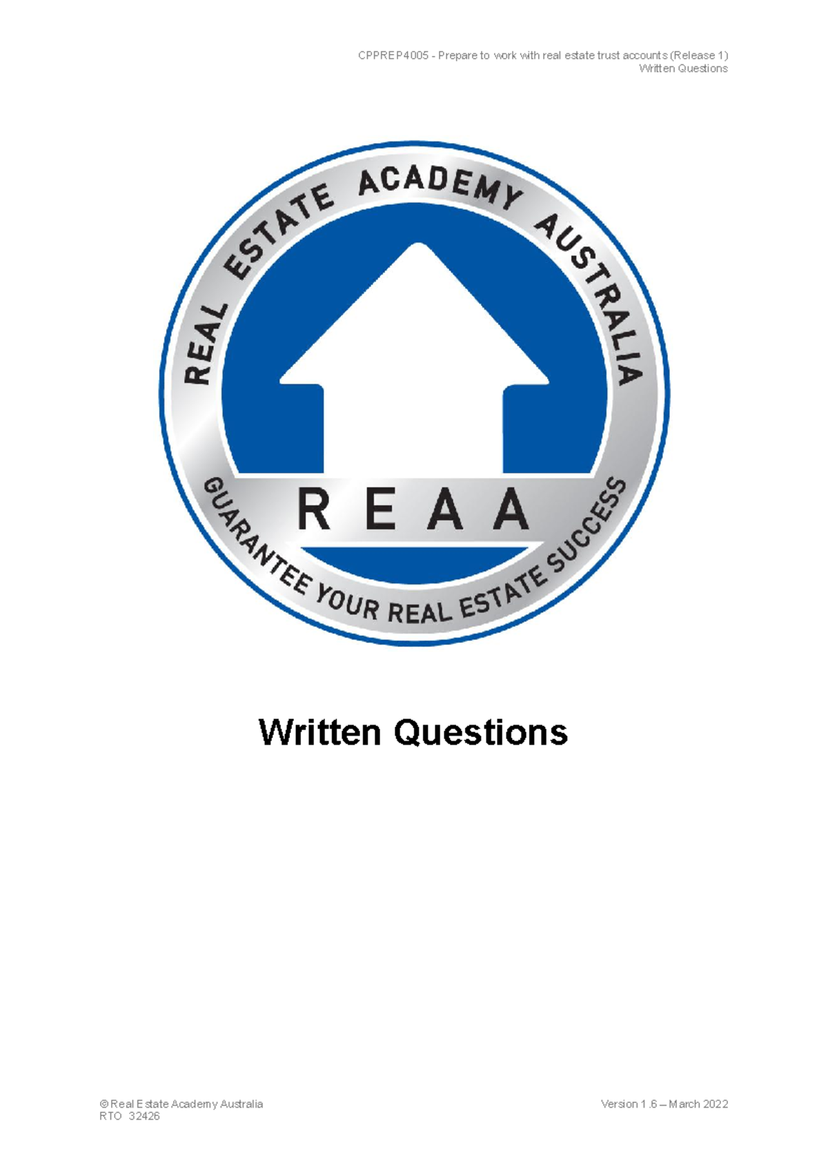 REAA Cpprep 4005 Written Questions v1 Written Questions Written