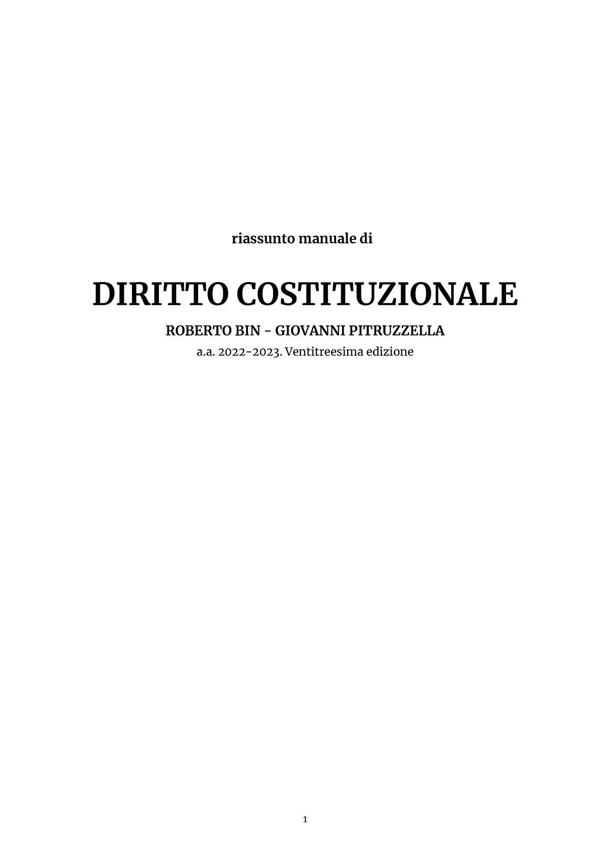 Diritto Costituzionale Bin - Pitruzzella - Riassunto Manuale Di DIRITTO ...