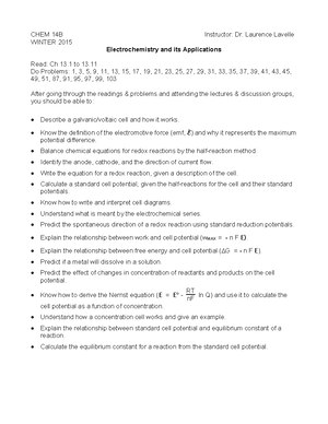 Chemistry 20B - Professor Barr - Chapter 13 Section Chapter Review ...