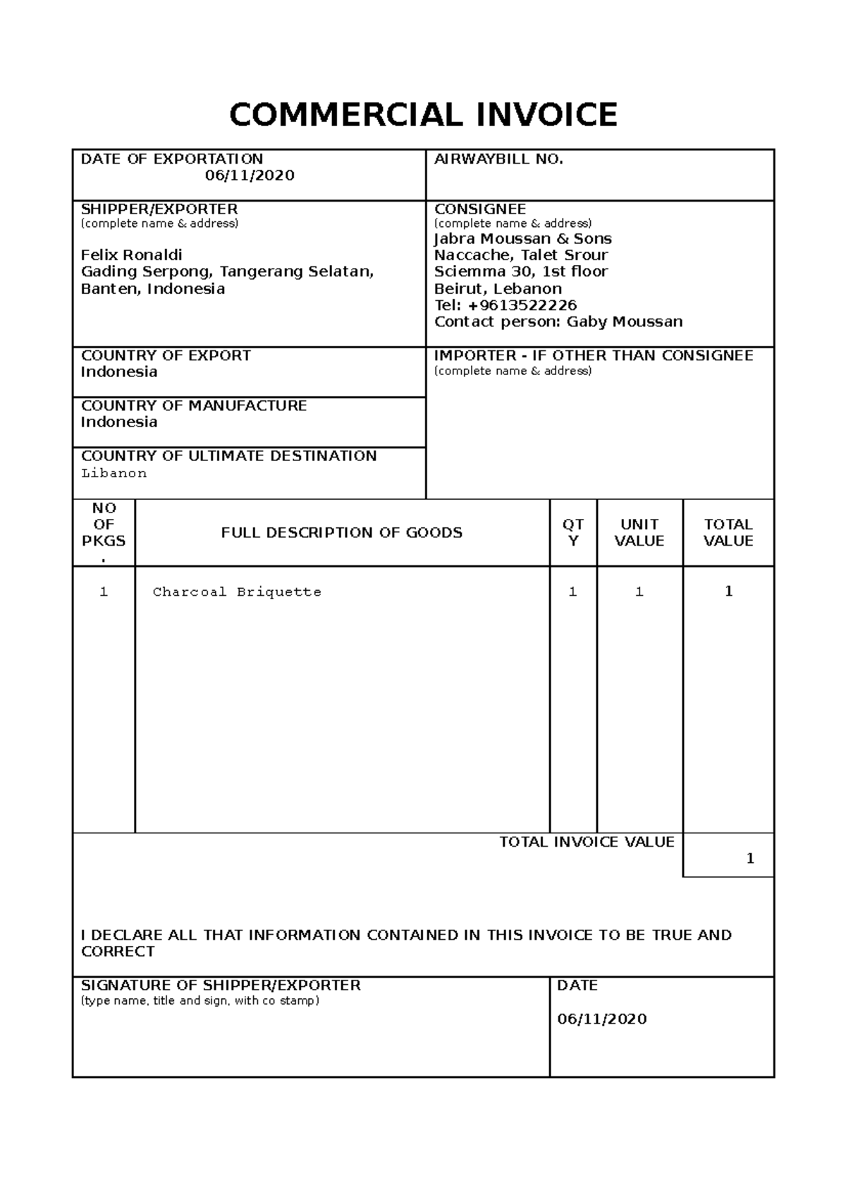 Bisaekspor materi 2021012003 1127 - COMMERCIAL INVOICE DATE OF ...