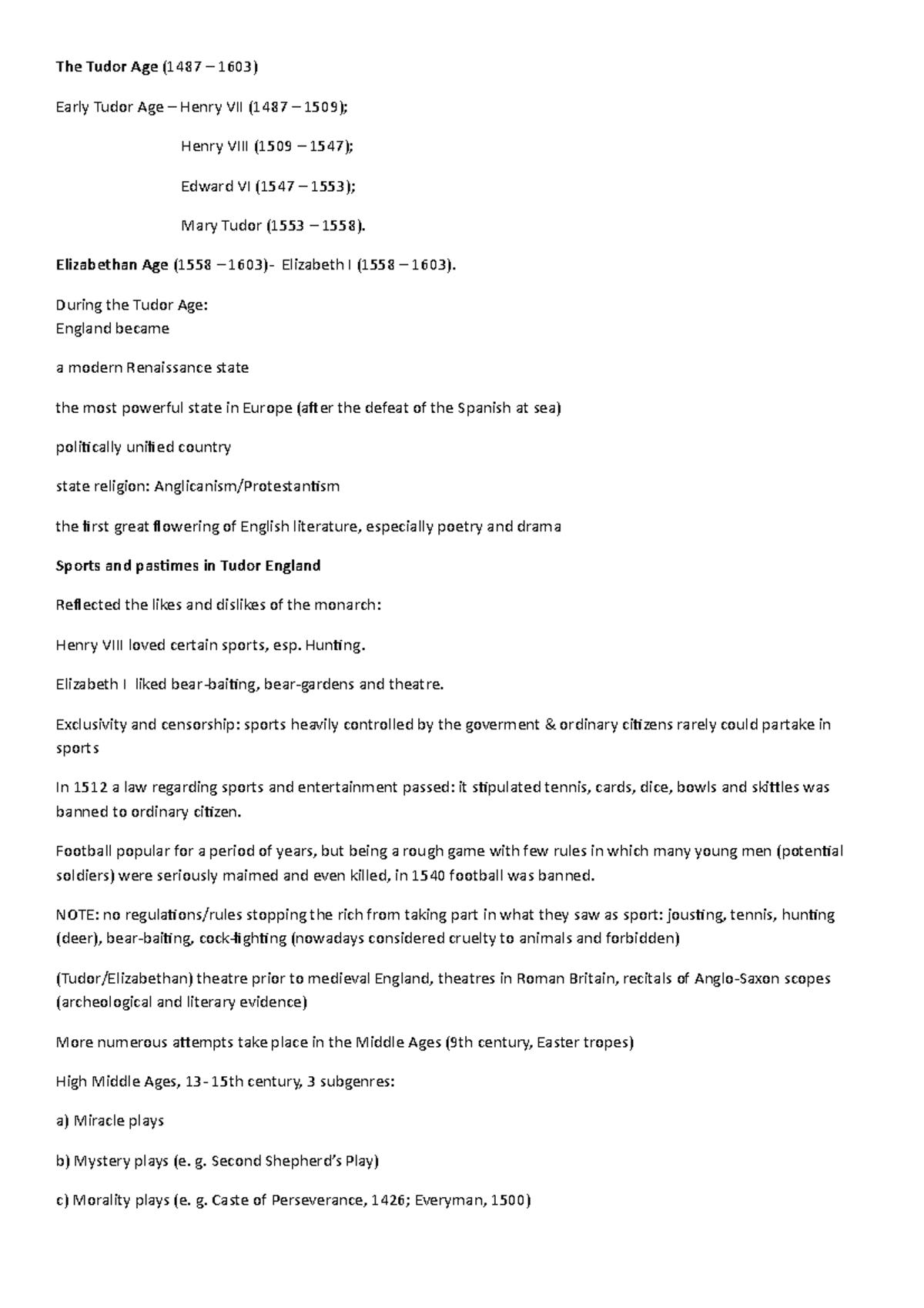TudorElizabethanJacobean Age characteristics. The Tudor Age (1487