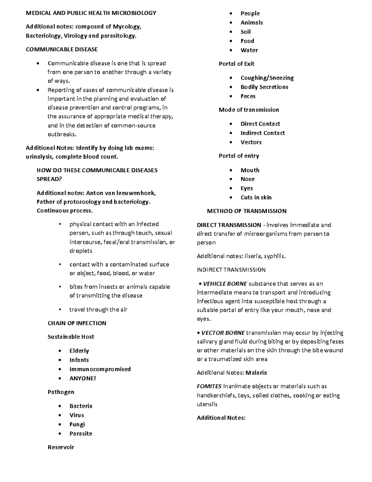 Cph2 with notes-merged - MEDICAL AND PUBLIC HEALTH MICROBIOLOGY ...