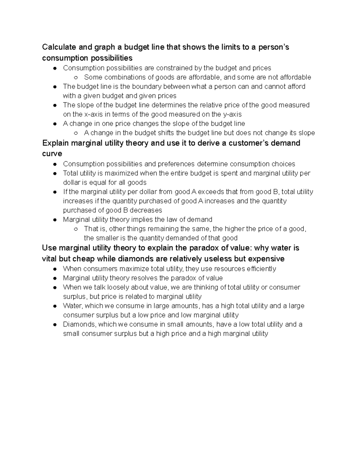 Microeconomics Chapter 13 Summary - Calculate and graph a budget line ...