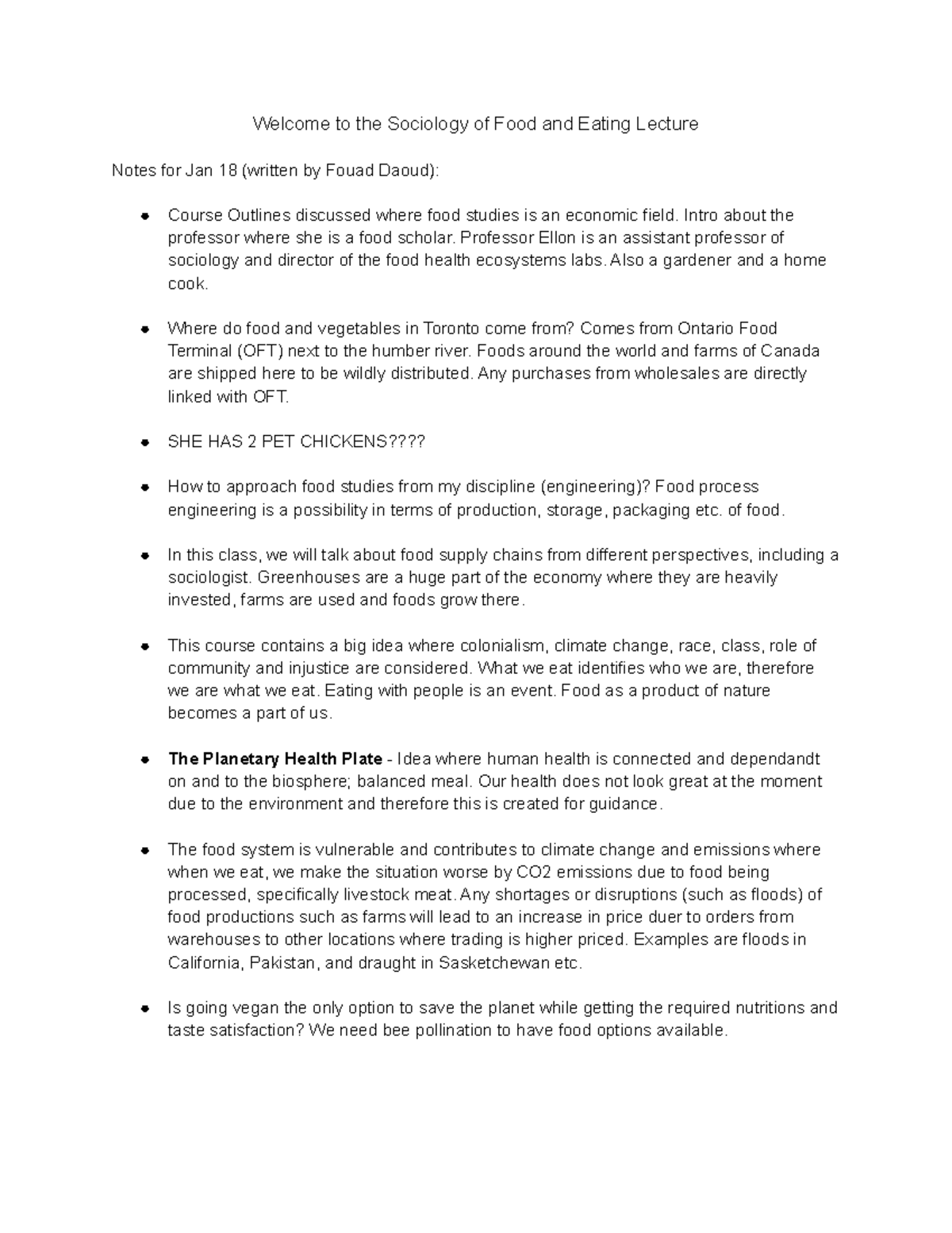 Peer notes from Week 1 - Welcome to the Sociology of Food and Eating ...