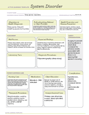 Sensory Perception - Nursing Notes; System Disorders - Active Learning 