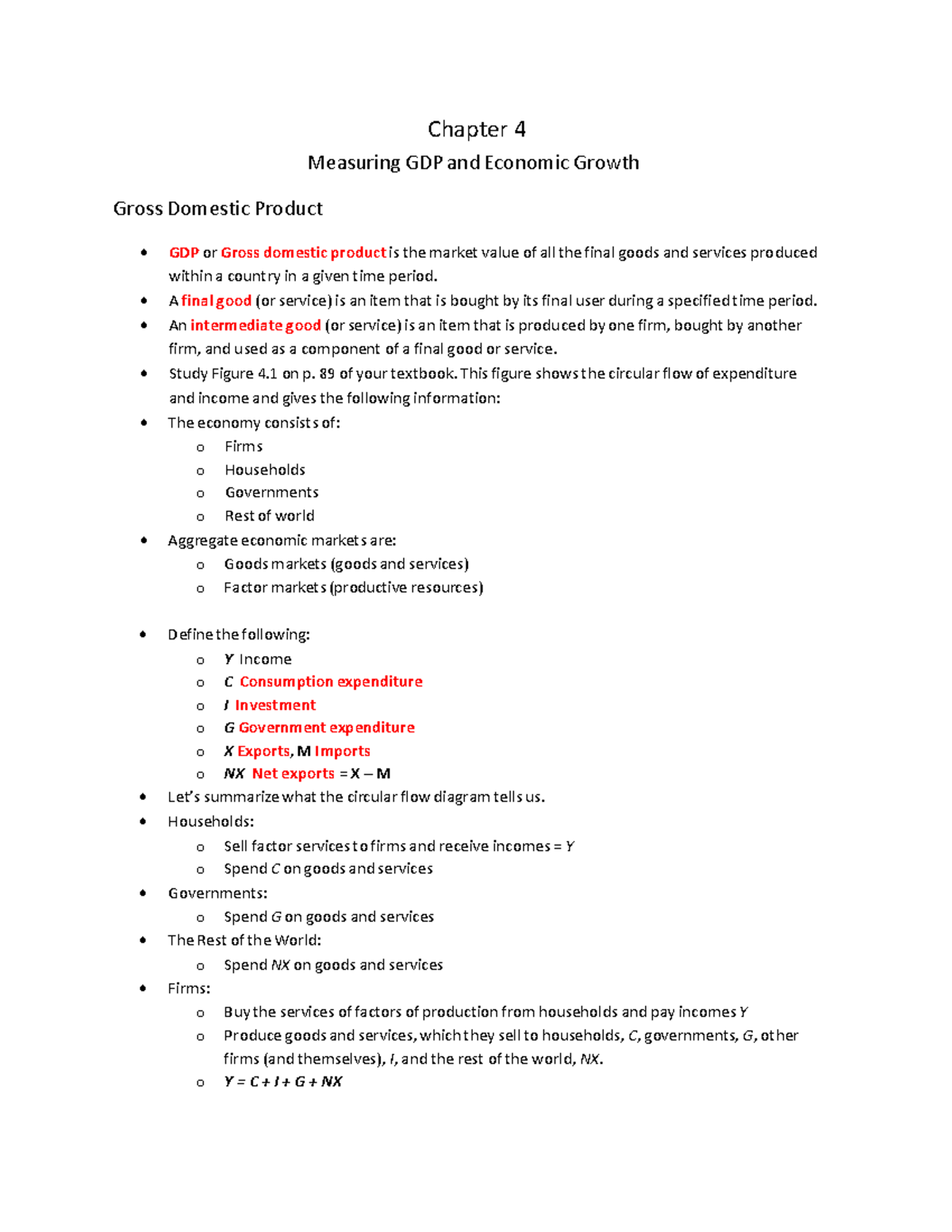 Ec1022 Chapter+4 10e - Econ1022 - Chapter 4 Measuring GDP and Economic ...