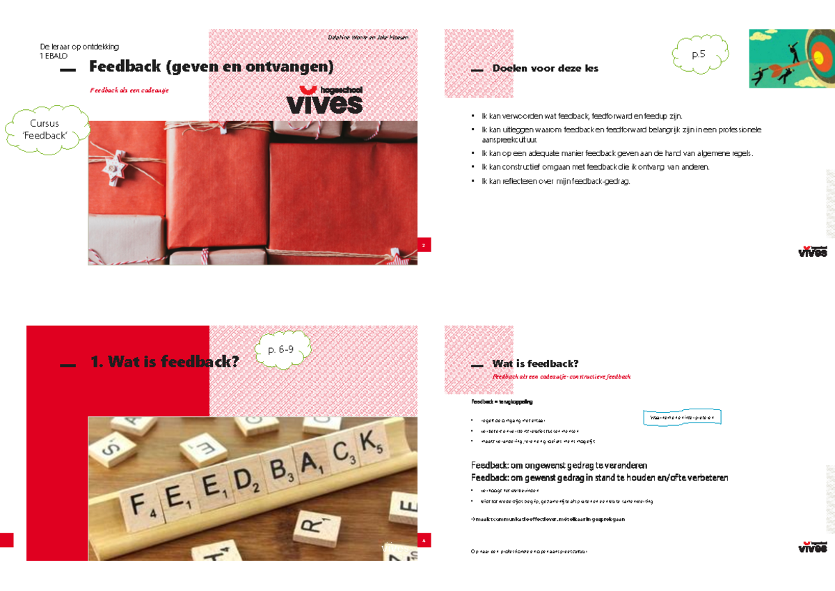 Pwp feedback - ppt met samenvattingen uit de les - Feedback (geven en