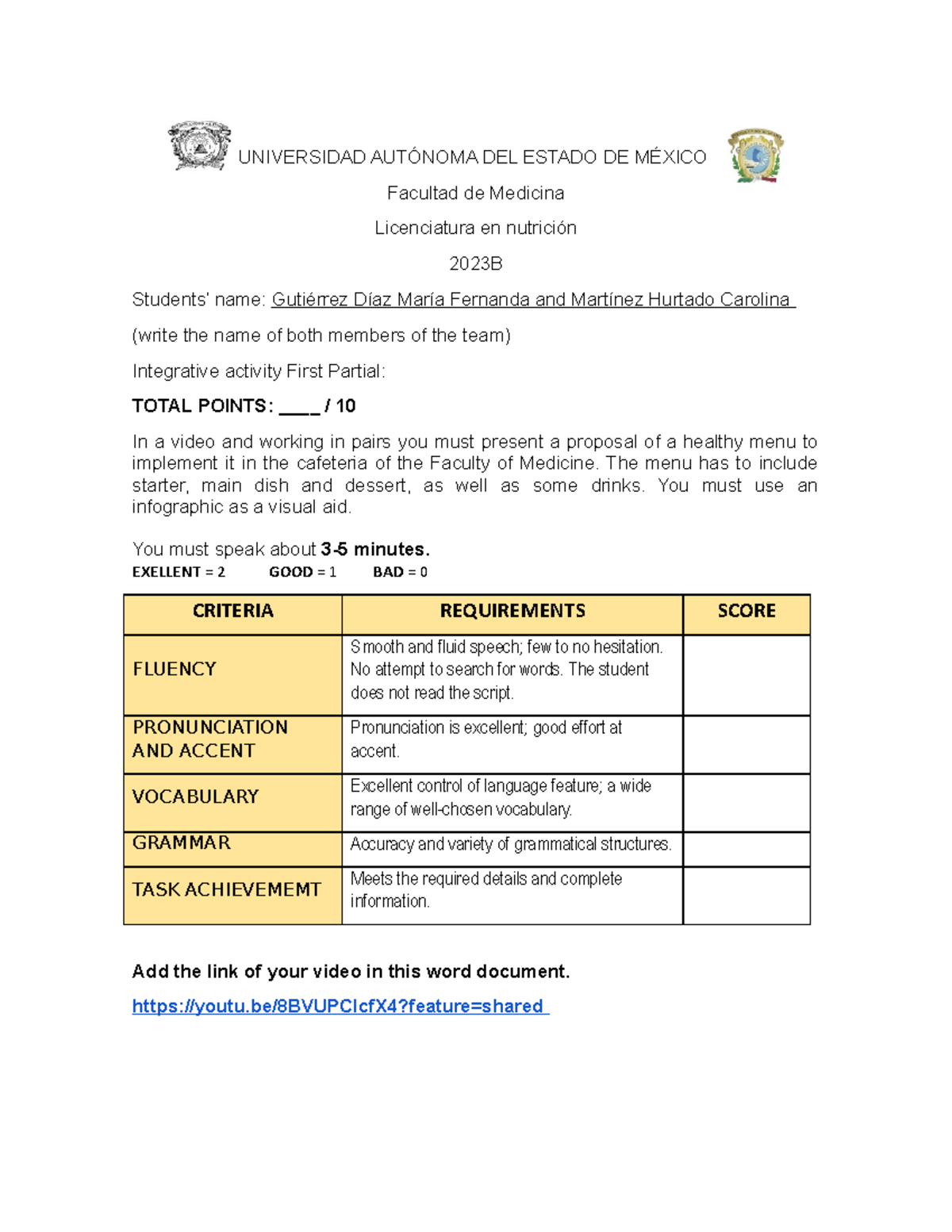 First Partial Integrative Activity English 8 Universidad Autónoma Del