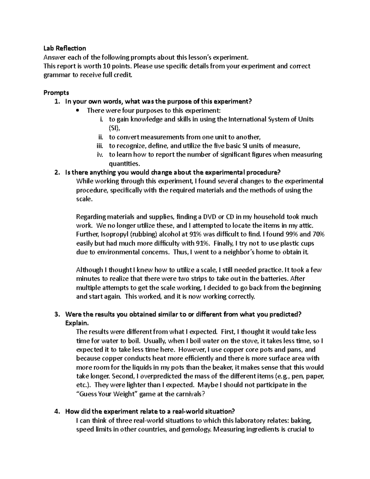 Chapman, Laboratory Techniques and Measurements - Lab Reflection Answer ...