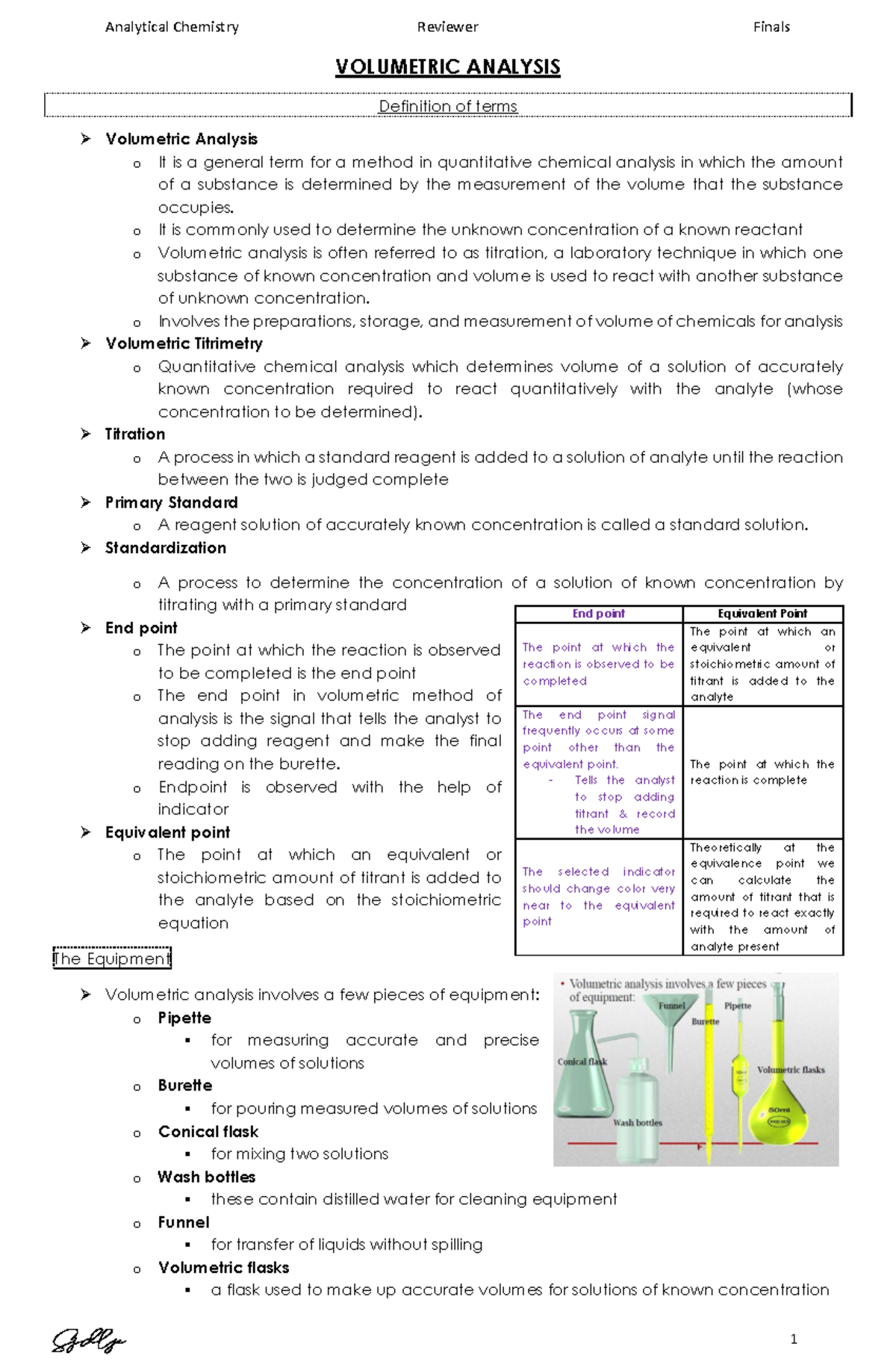 ACH121-Volumetric - Lecture notes 5 - VOLUMETRIC ANALYSIS Definition of ...