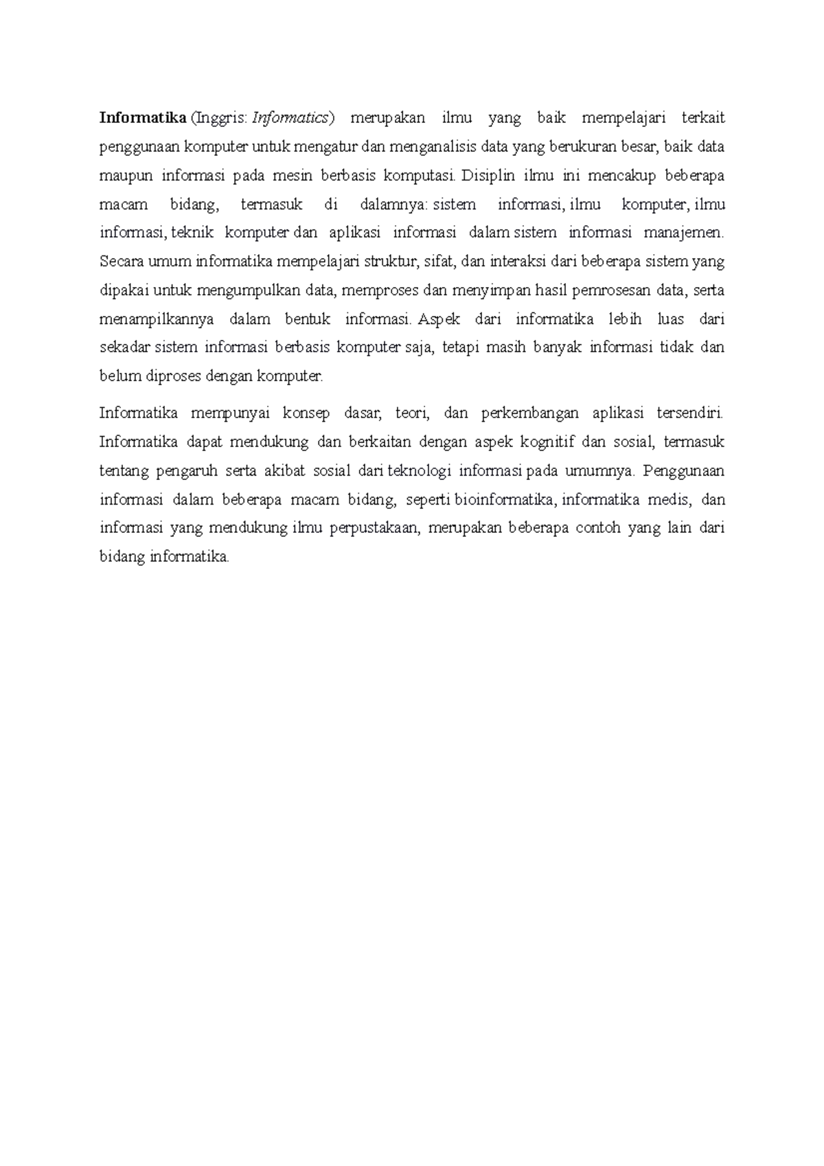 Definisi teknik informatika - Informatika (Inggris: Informatics ...