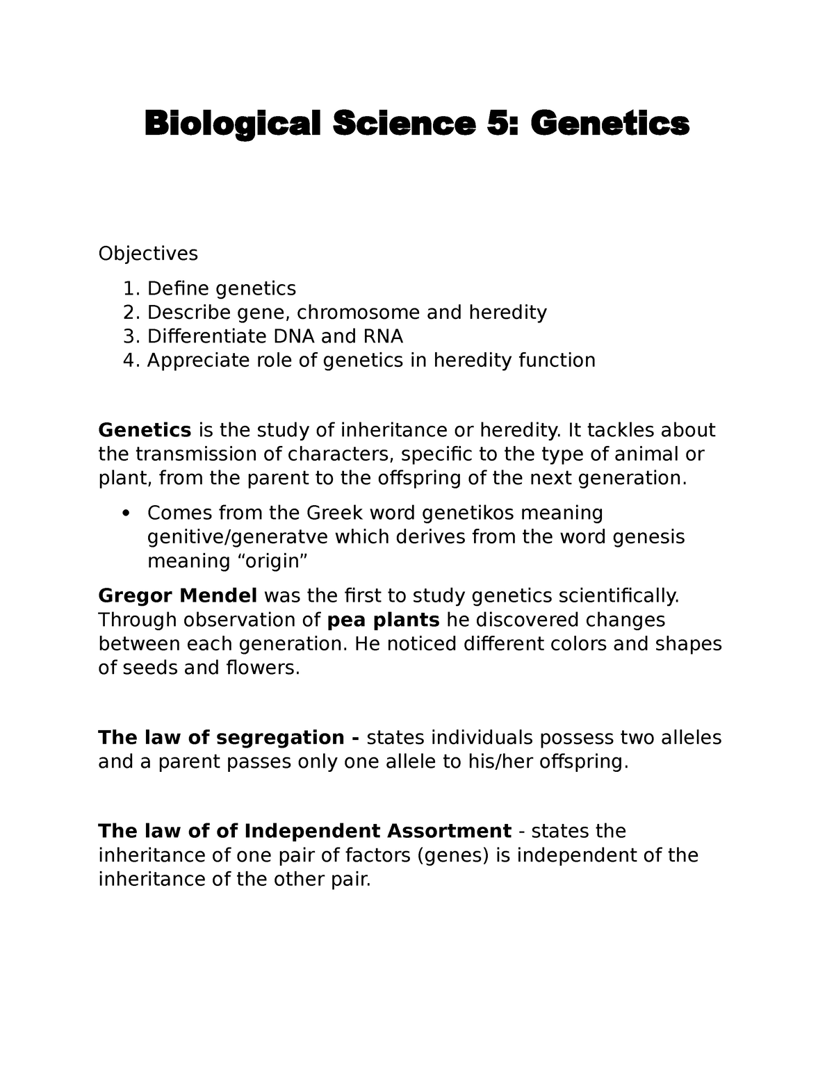 define genetics essay