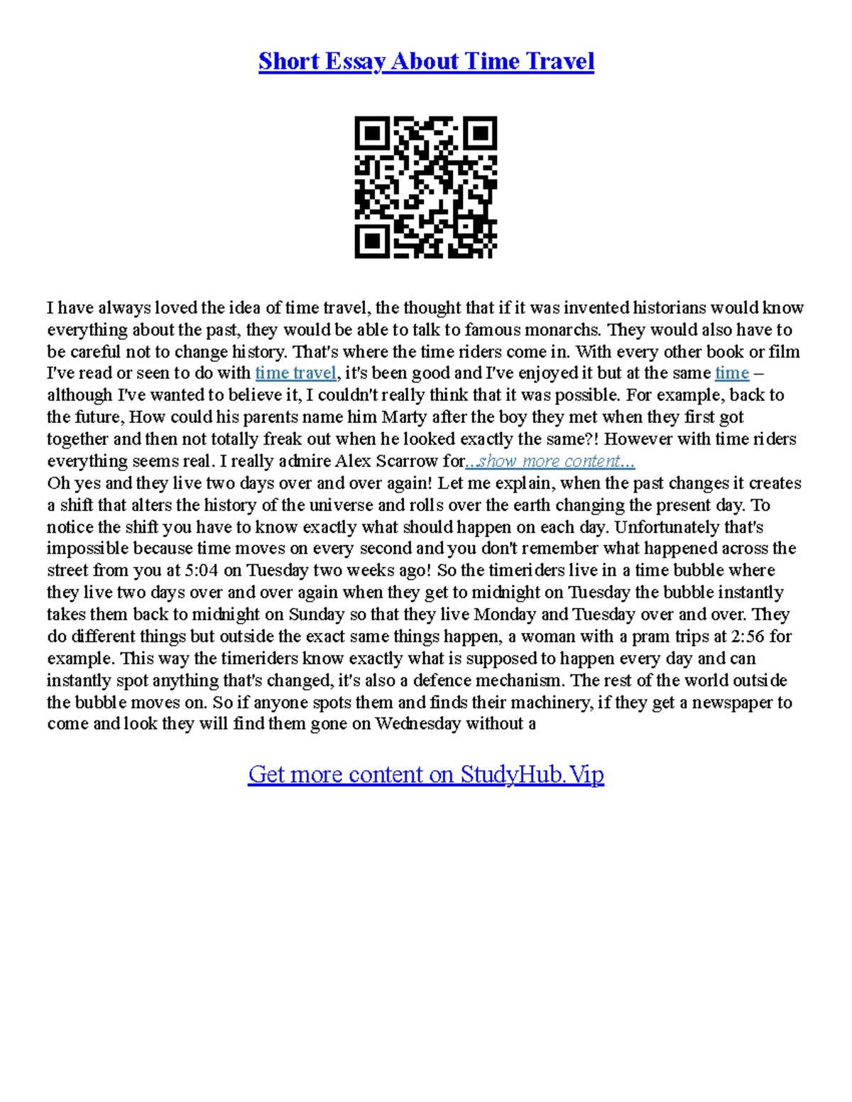 time travel essay introduction