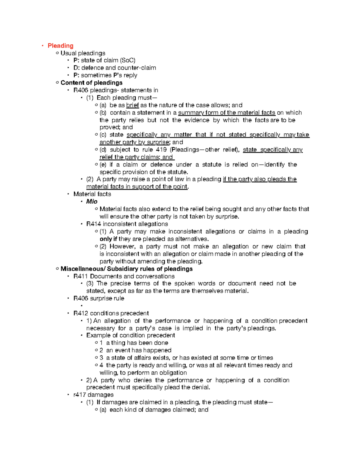 Litigation revision note pleading, commencing, defending, mistake ...