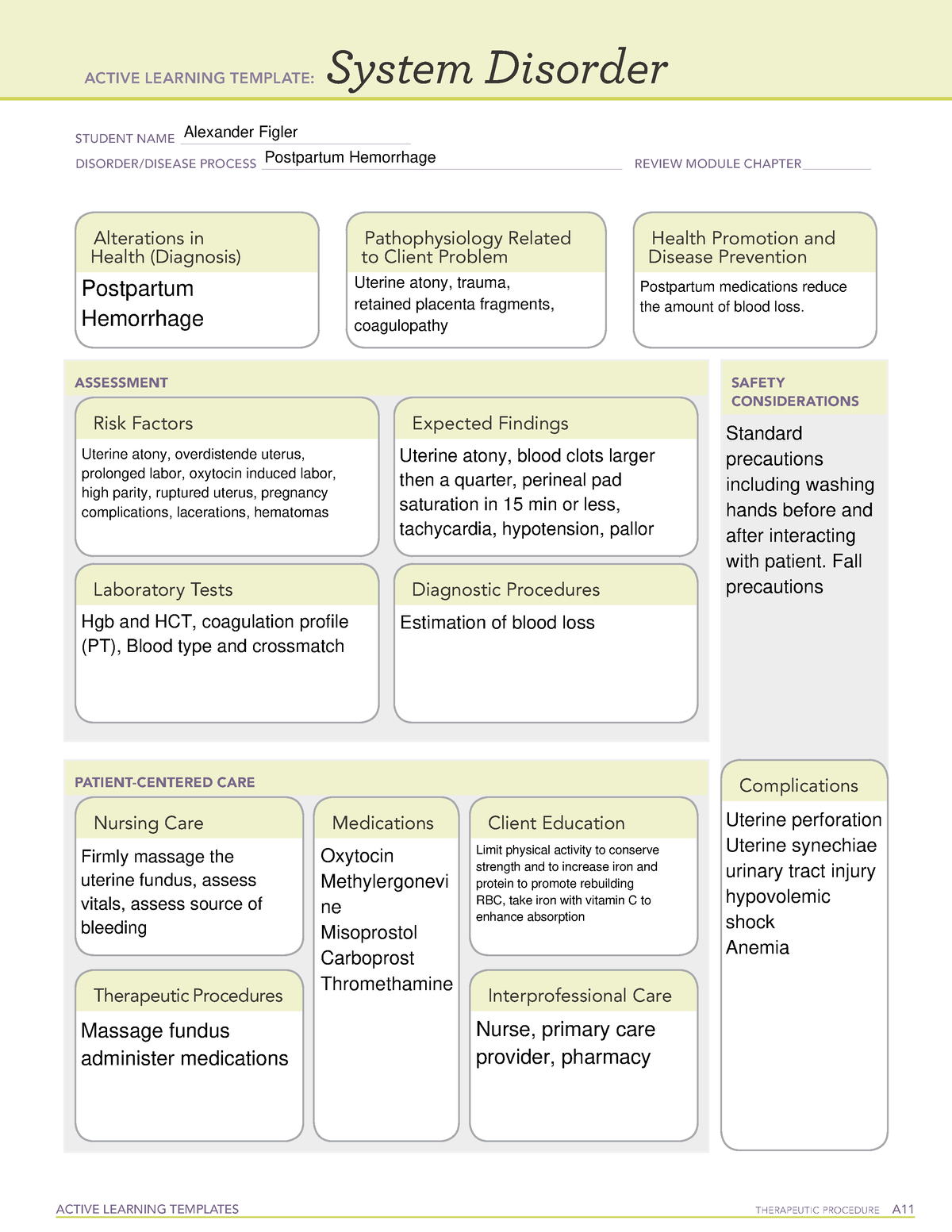 Postpartum Hemorrhage system-1 - ACTIVE LEARNING TEMPLATES TherapeuTic ...