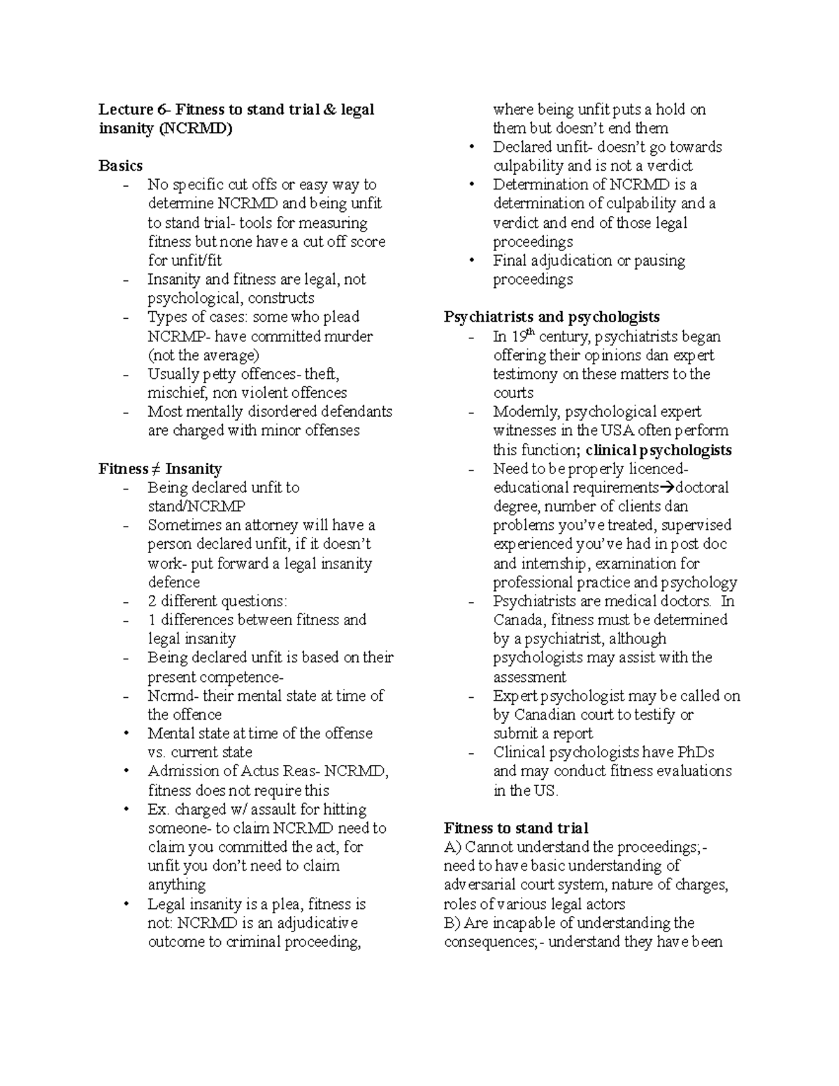 lecture-6-fitness-to-stand-trial-legal-insanity-ncrmd-lecture-6