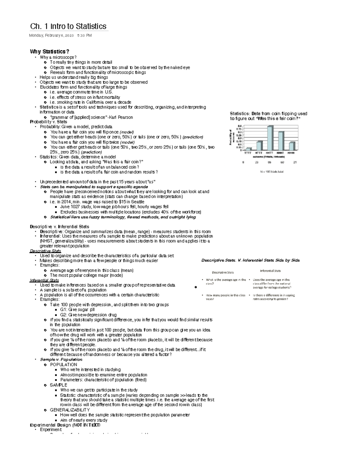 PSY 203 Ch. 1 Intro To Stats - Ch. 1 Intro To Statistics Monday ...