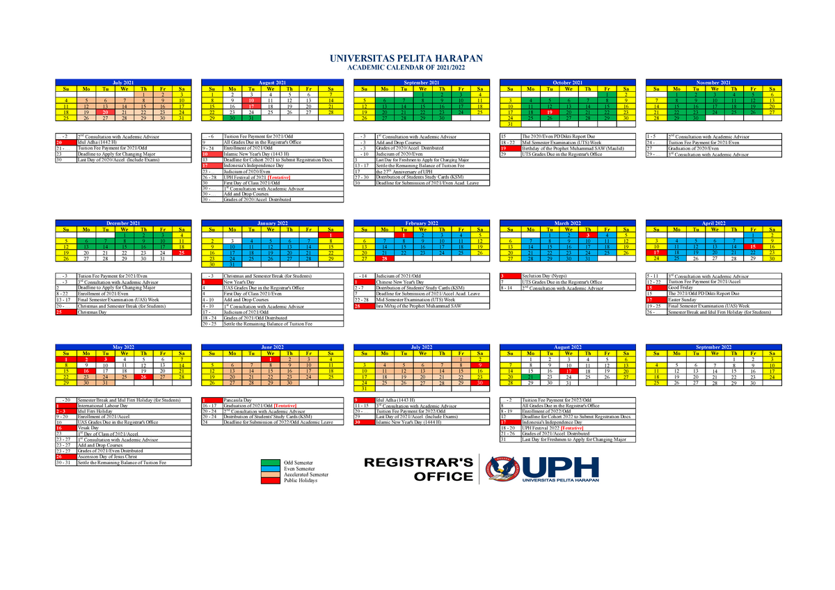 UPH Academic Calendar 2021/2022 UPH Academic Calendar 2021/2022