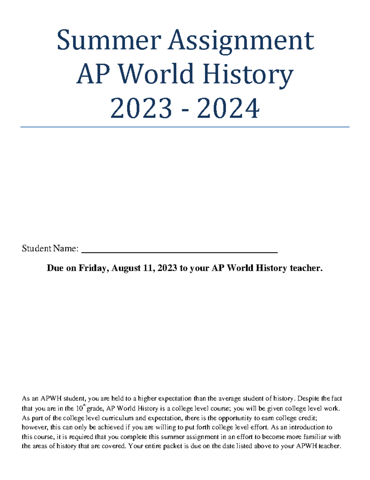 ap world summer assignment quizlet