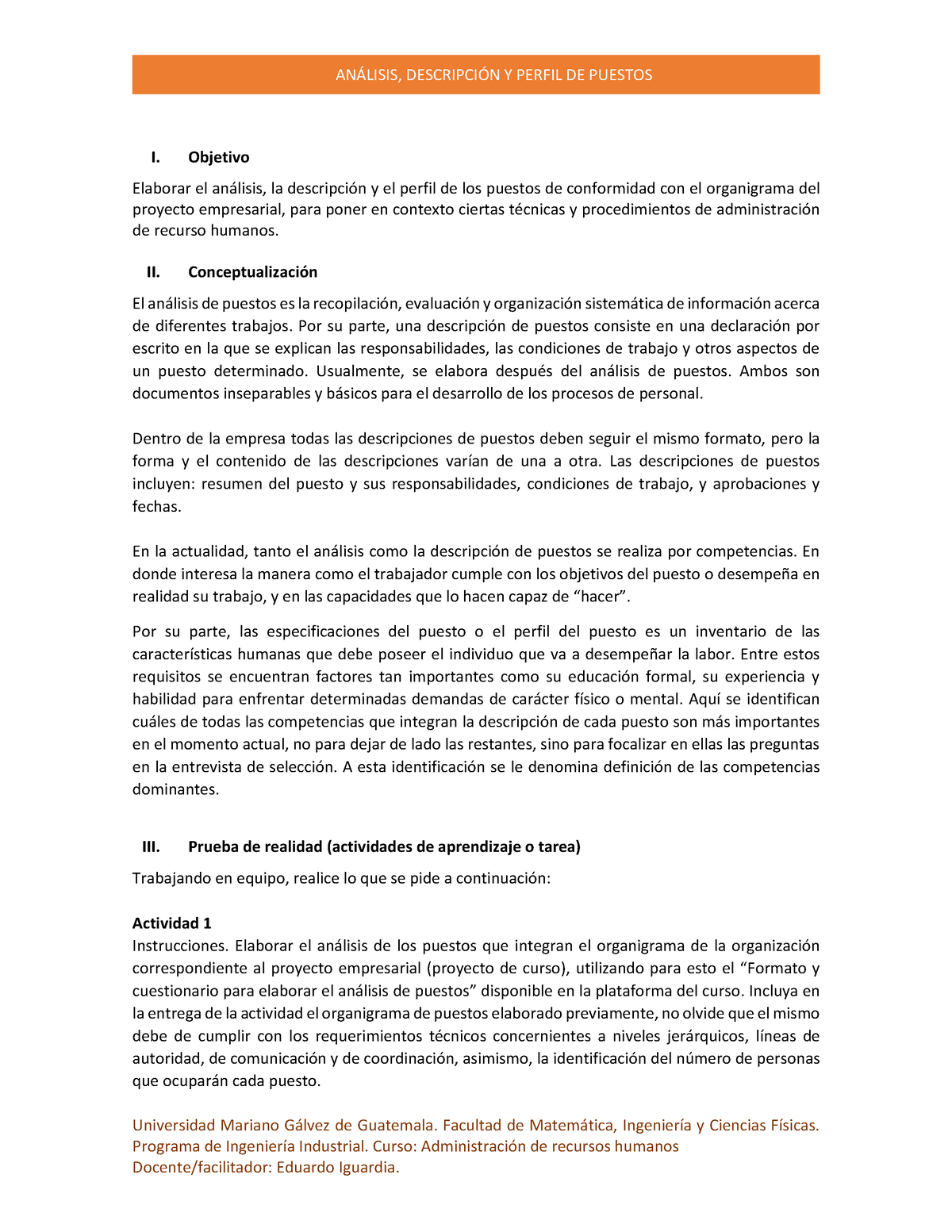 7. Análisis, Descripción Y Perfil De Puestos - AN¡LISIS, DESCRIPCI”N Y ...