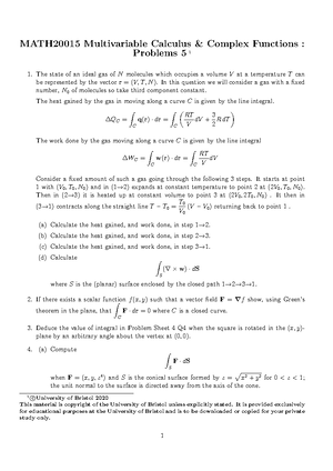 Multivariable Calculus Homework 5 Solutions - MATH20015 Multivariable ...