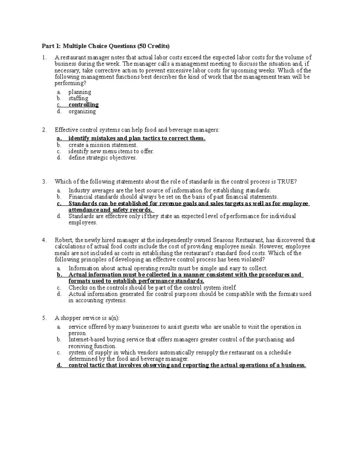 HTF mock midterm - Part 1: Multiple Choice Questions (50 Credits