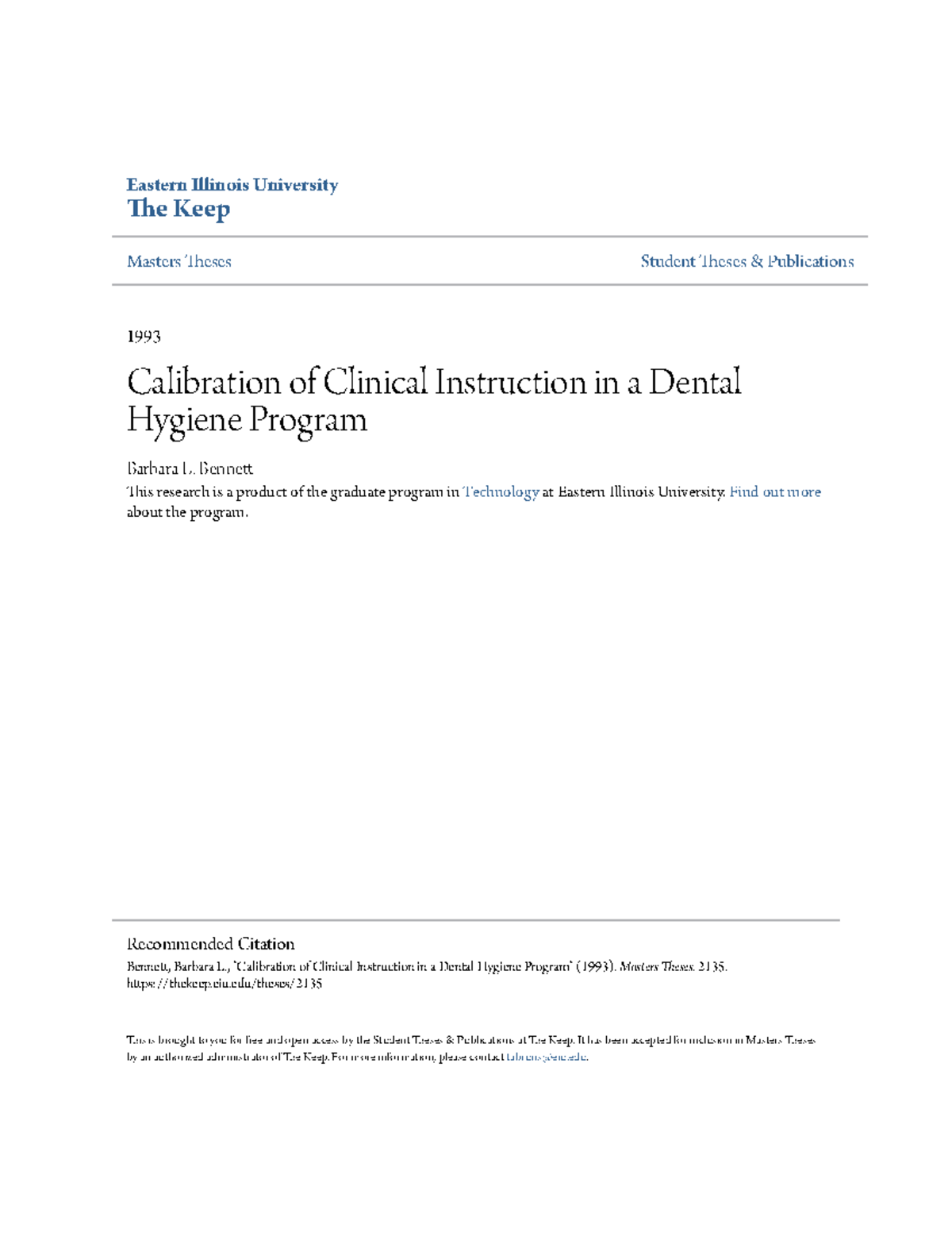 Calibration of Clinical Instruction in a Dental Hygiene Program