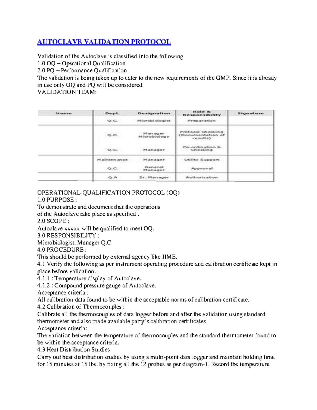 Autoclavevalidationprotocol compress Retail Management MSU Studocu