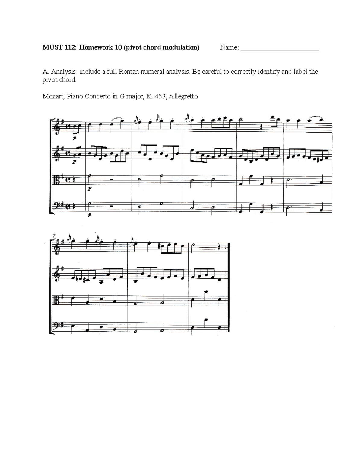 Homework 10 pivot chord modulation MUST 112 Homework 10 (pivot chord