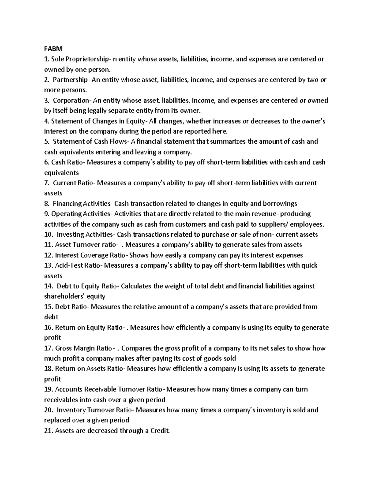 RI-FABM - notes - FABM Sole Proprietorship- n entity whose assets ...