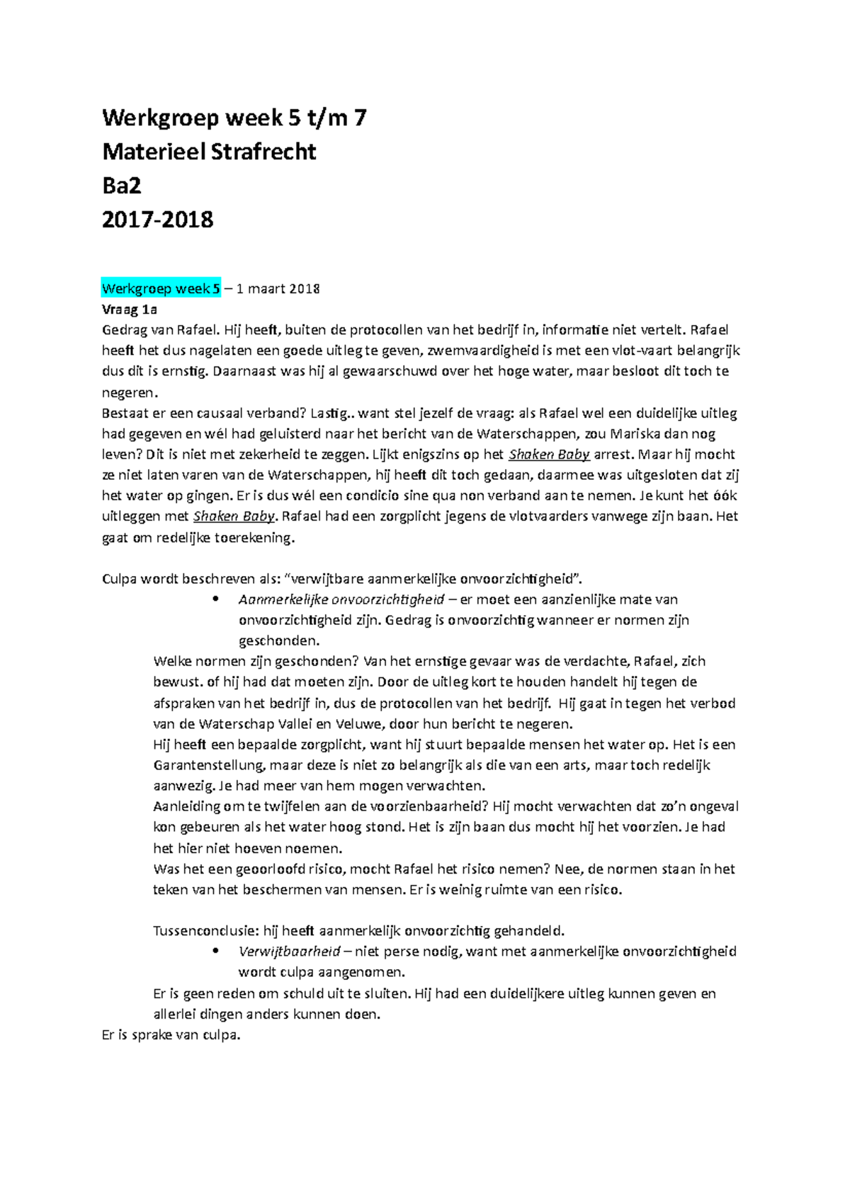 Werkgroep Materieel Strafrecht (5 T/m 7) - Werkgroep Week 5 T/m 7 ...