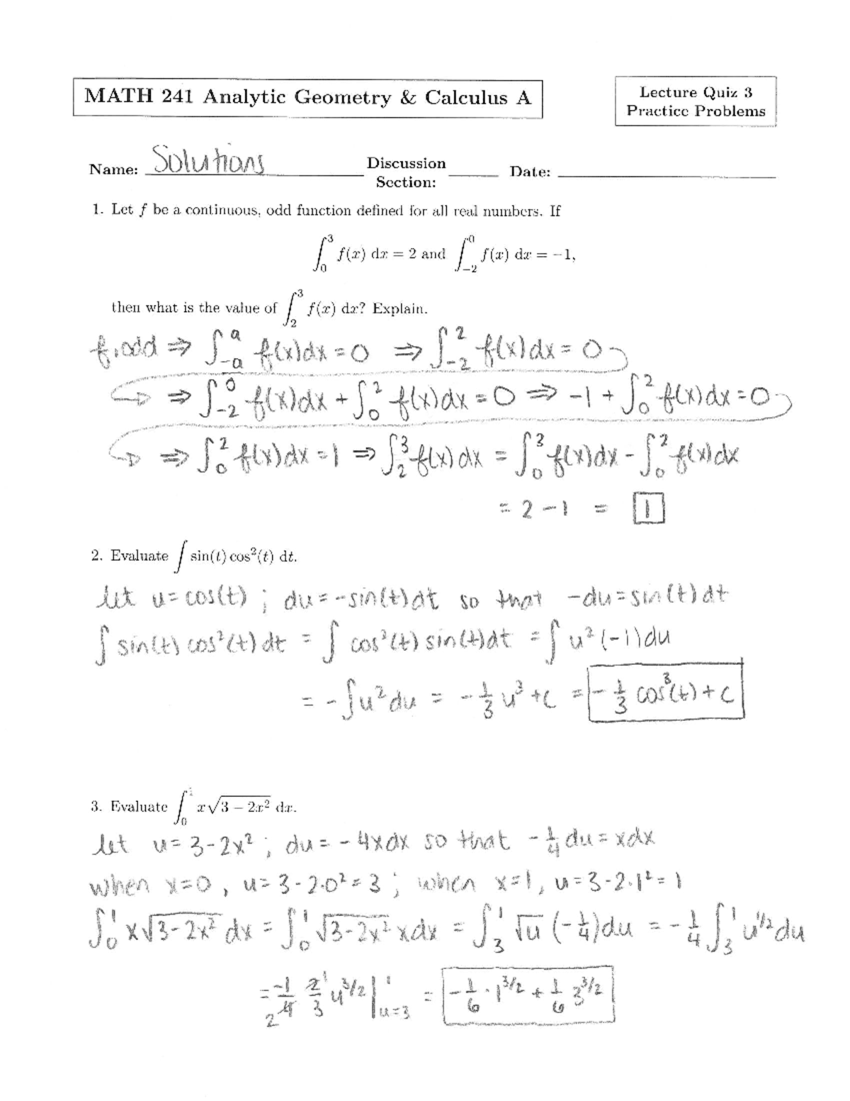 M241 LQ3 practice solutions - MATH241 - Studocu
