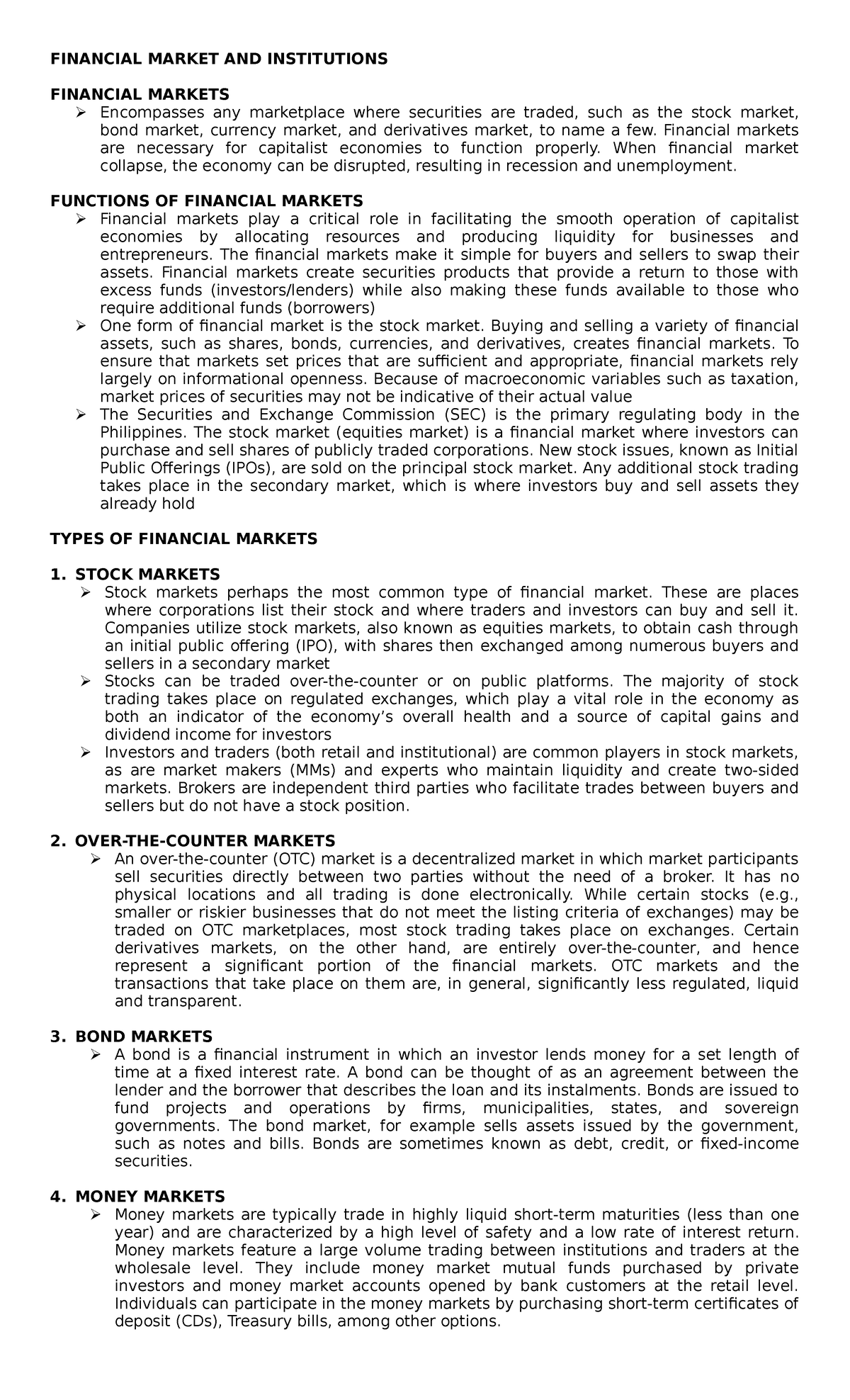 Financial Market AND Institutions - FINANCIAL MARKET AND INSTITUTIONS ...