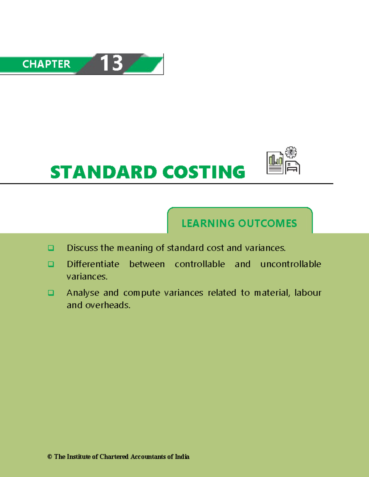 Standard Costing-272259505 - LEARNING OUTCOMES STANDARD COSTING Discuss ...