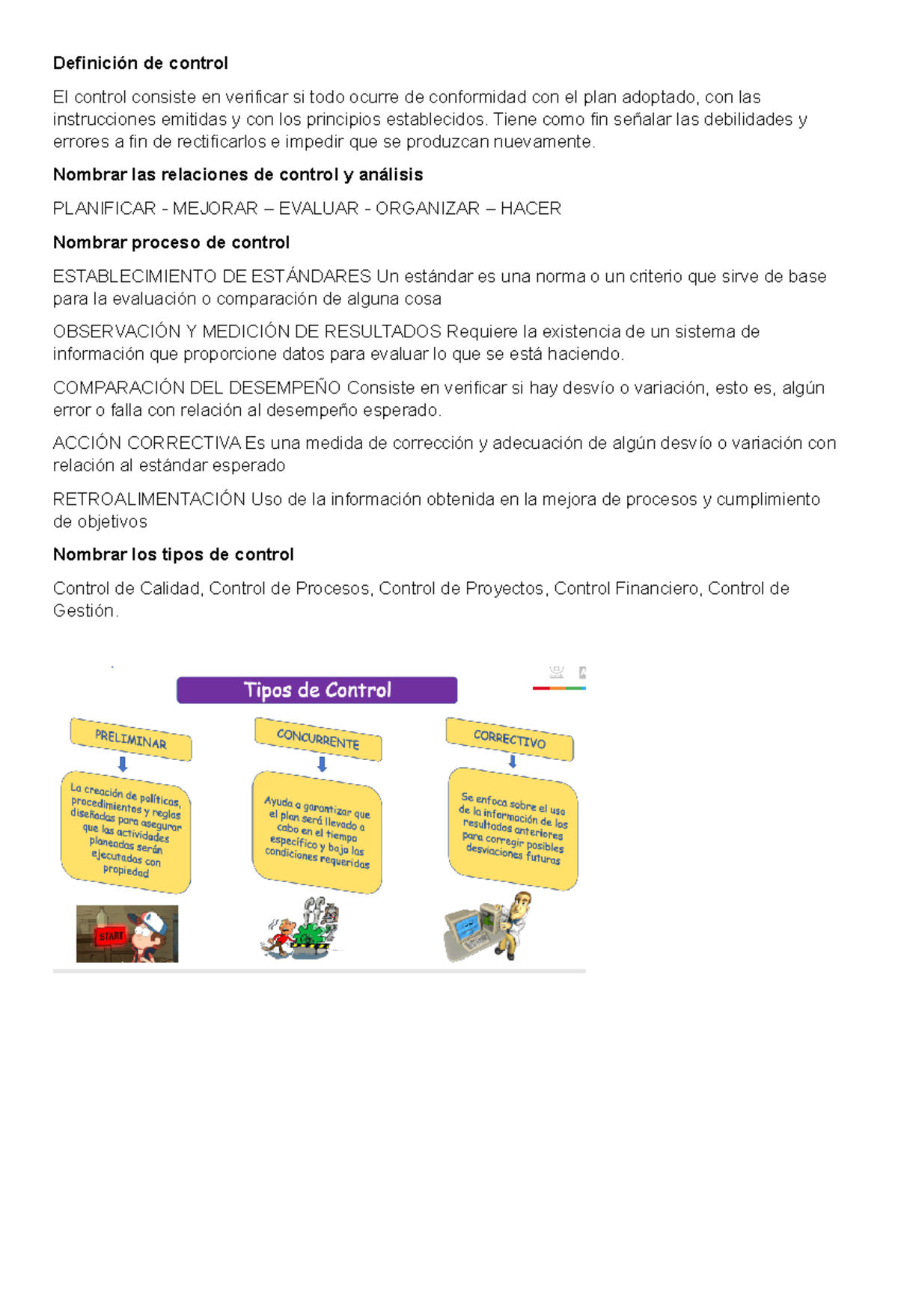 Definición de control - Definición de control El control consiste en ...