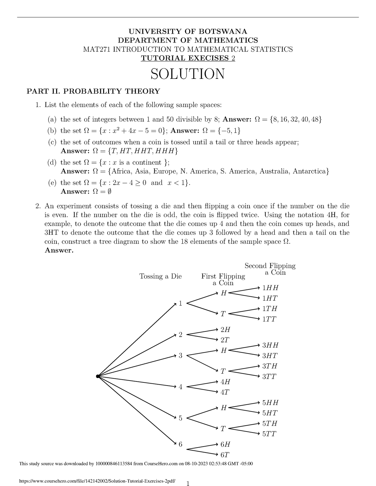 Solution Tutorial Exercises 2 - Intro To Mathematical Statistics - UB ...