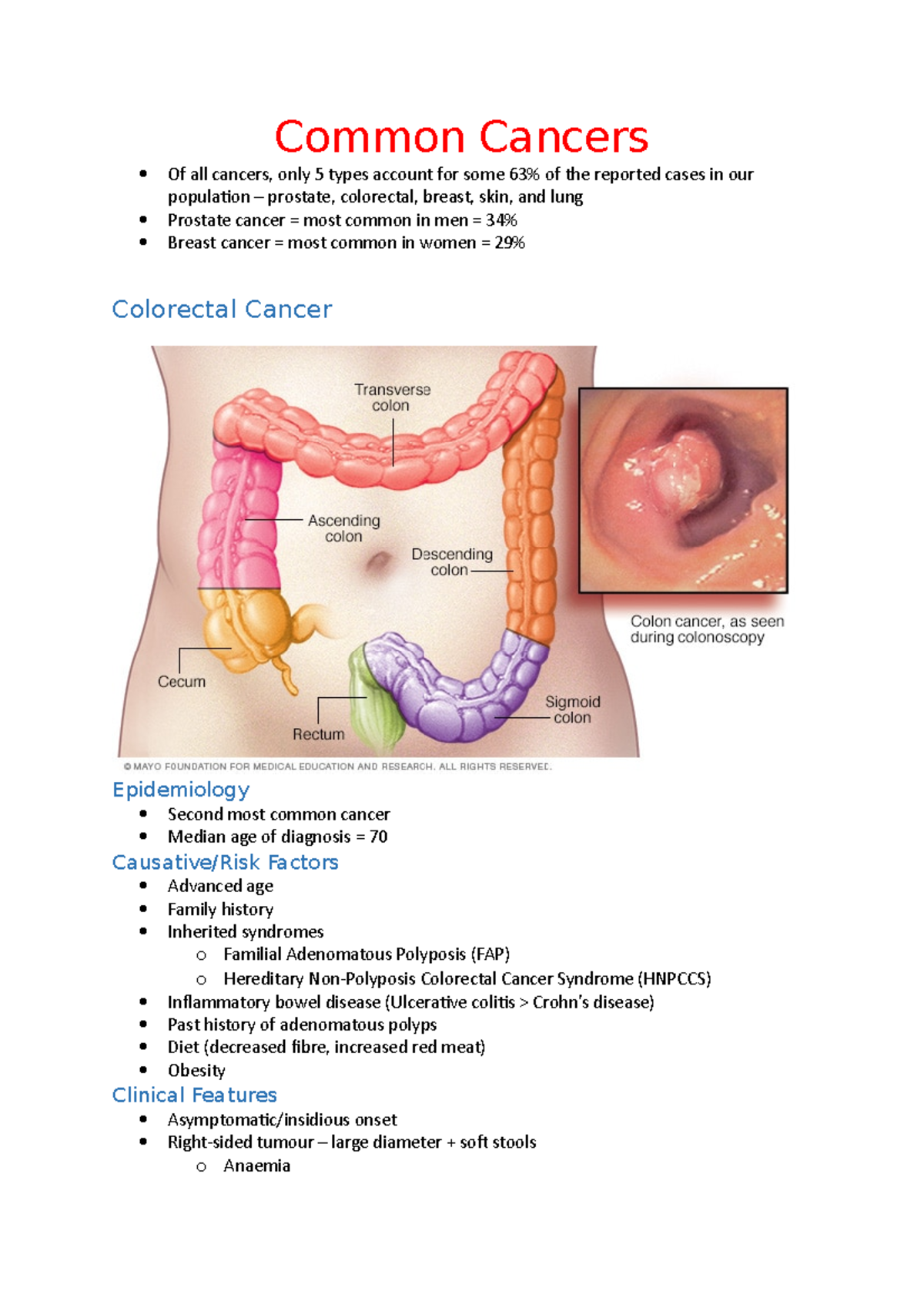 Common Cancers - Common Cancers Of all cancers, only 5 types account ...