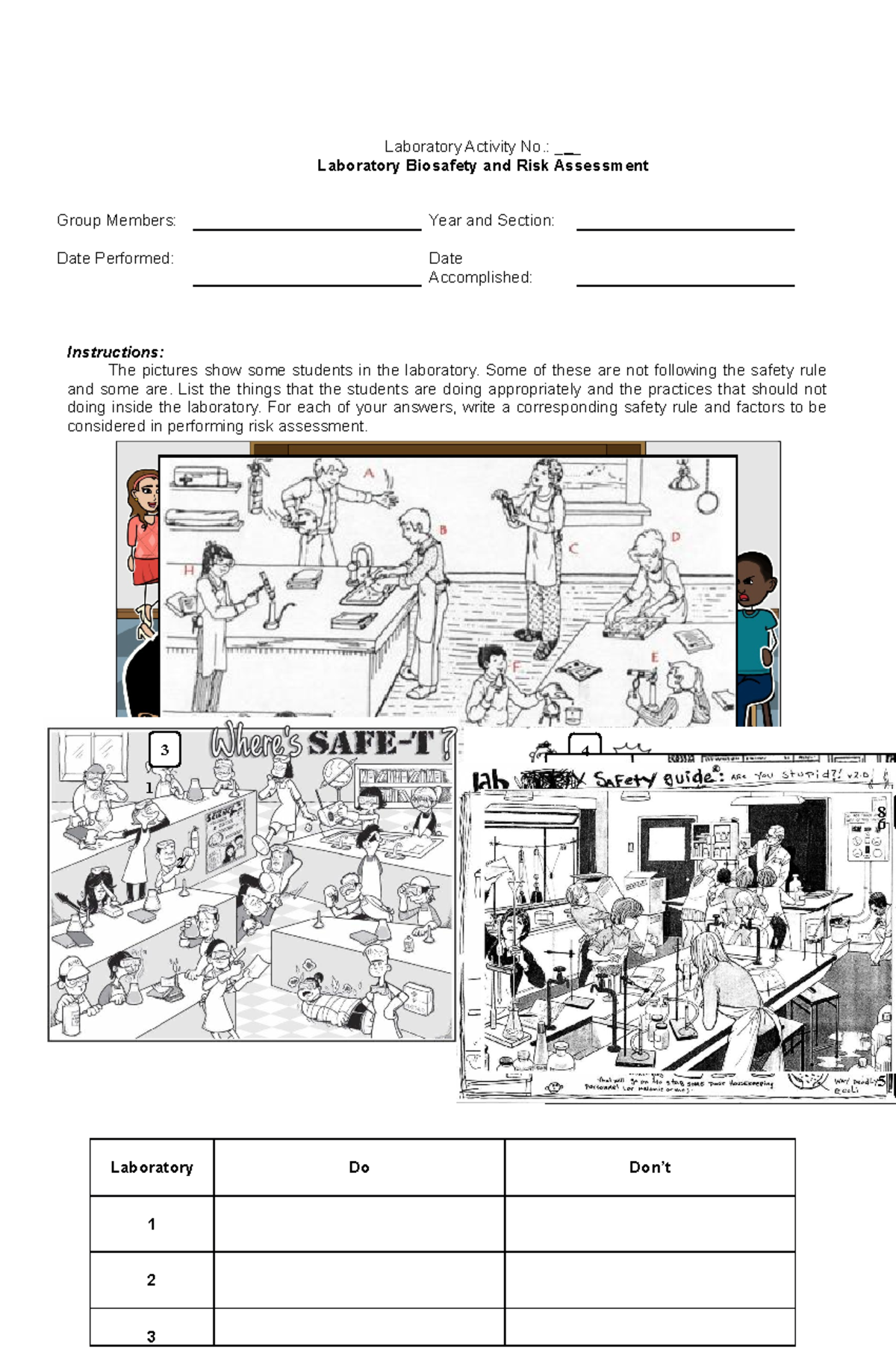 Micro 11 Lab Activity No. 02 Laboratory Biosafety and Risk Assessment