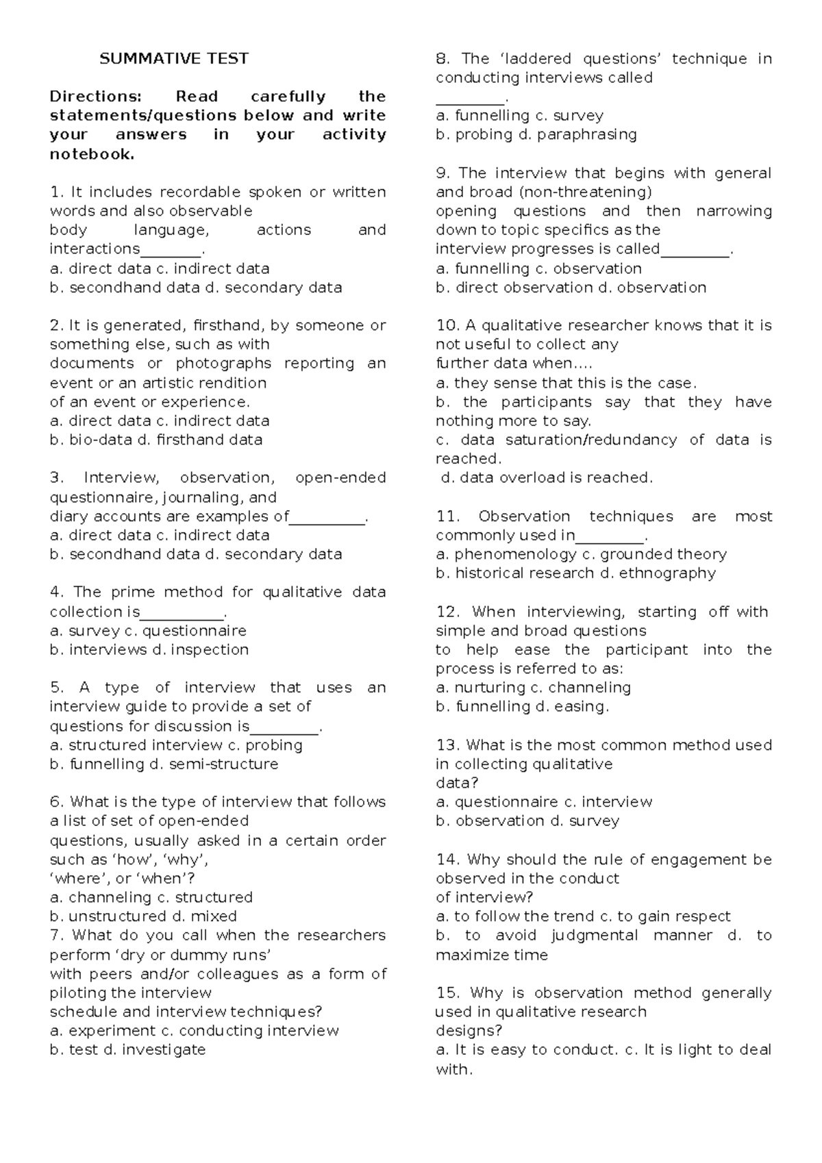 Summative TEST Practical 1 Module 6TO8 - SUMMATIVE TEST Directions ...