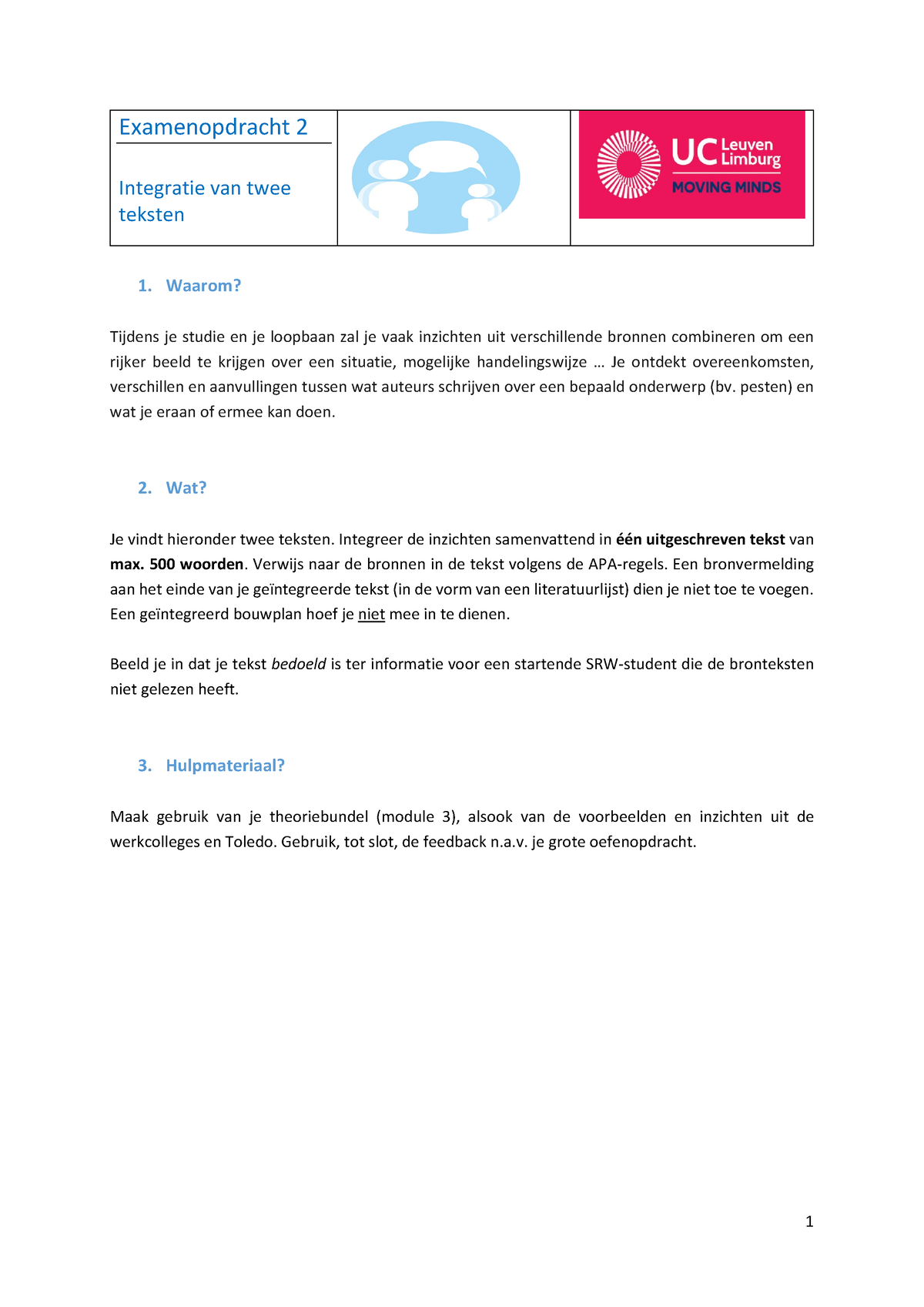 Examenopdracht 2 Integratie Van Twee Teksten SV 20230505 Examenopdracht 2 Integratie Van Twee