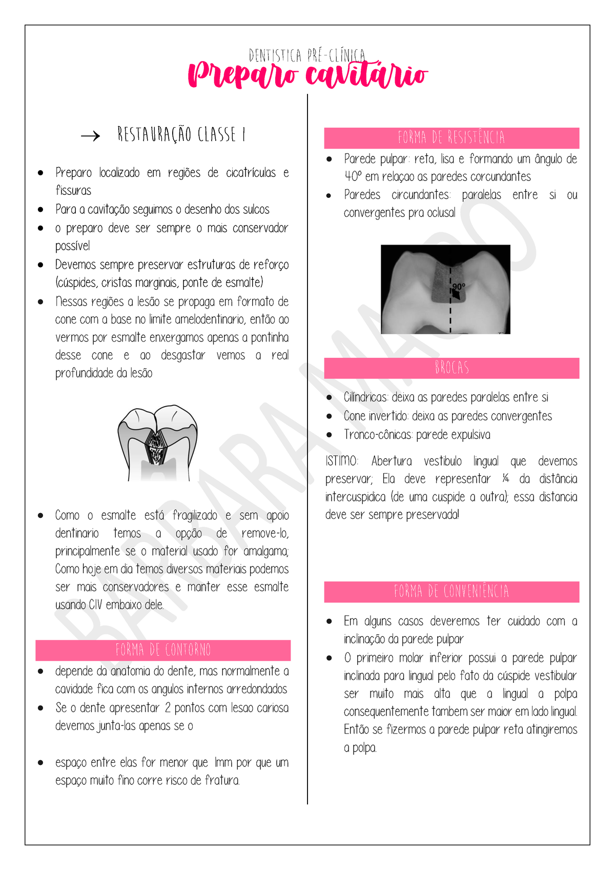 Resumo Dentistica 2 Anotações Da Aula Preparo Localizado Em Regiões