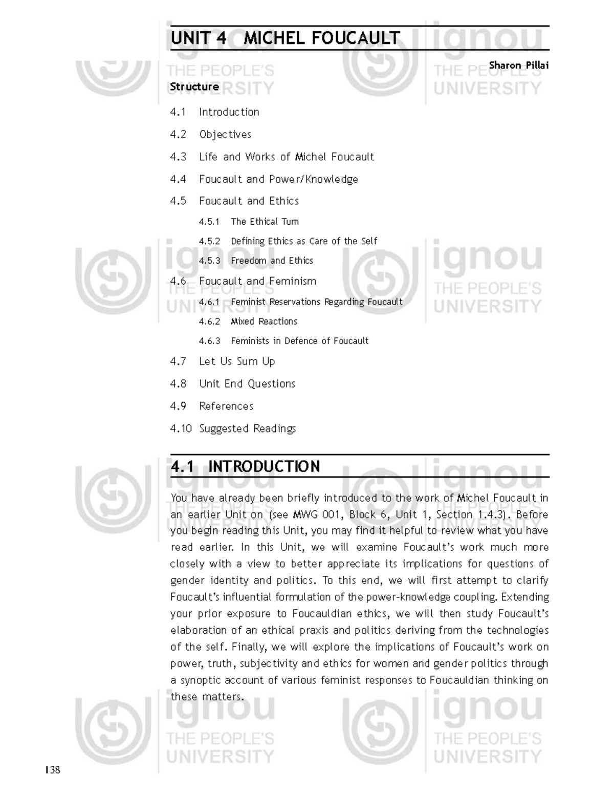 MWG-007B2E-U4 - on fouc - Ideology, Discourse and Gender UNIT 4 MICHEL ...