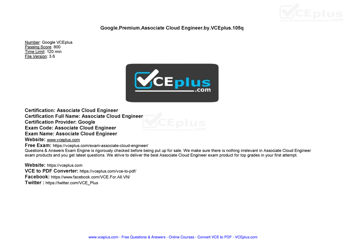 Google.Premium.Associate Cloud Engineer.by - Google Cloud Engineer.by  Number: Google VCEplus Passing - Sns-Brigh10